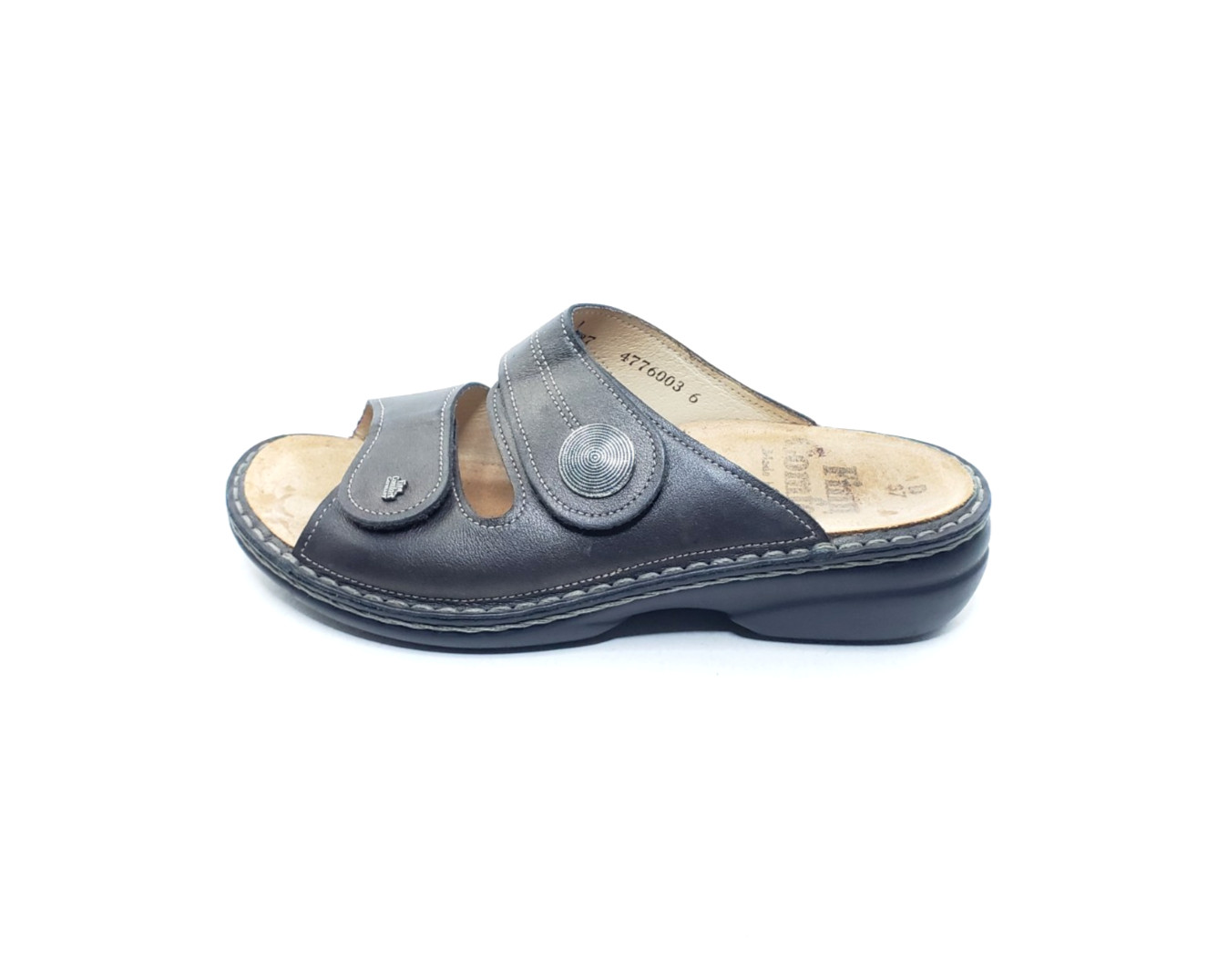 Finn Comfort Sansibar Womens Slide Sandals Gray Leather Comfort EU 37 US 6