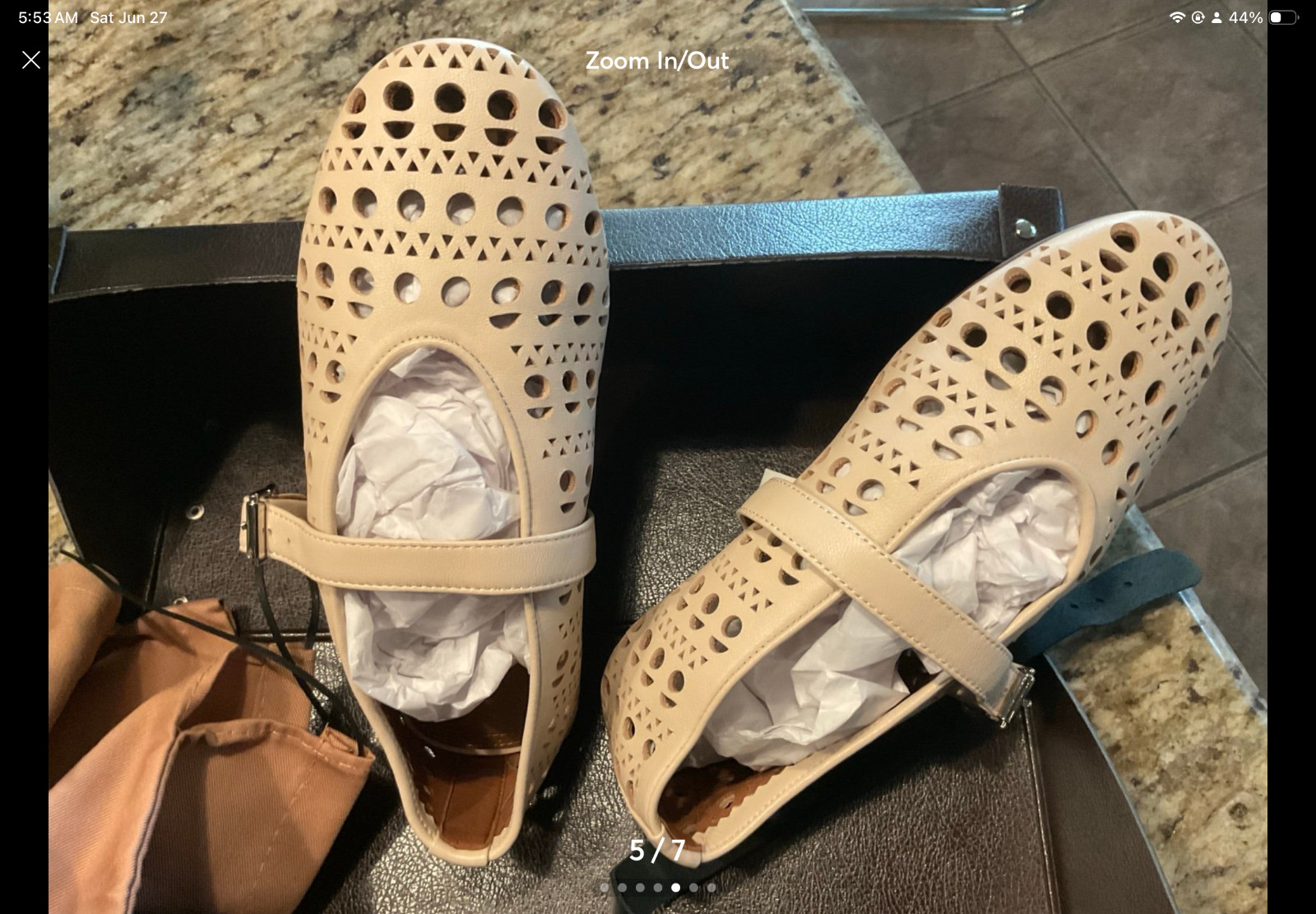 Alaia Paris Laser Cut Leather Ballerina Flats Ivory EU 37 US 6.5 Made Italy NEW