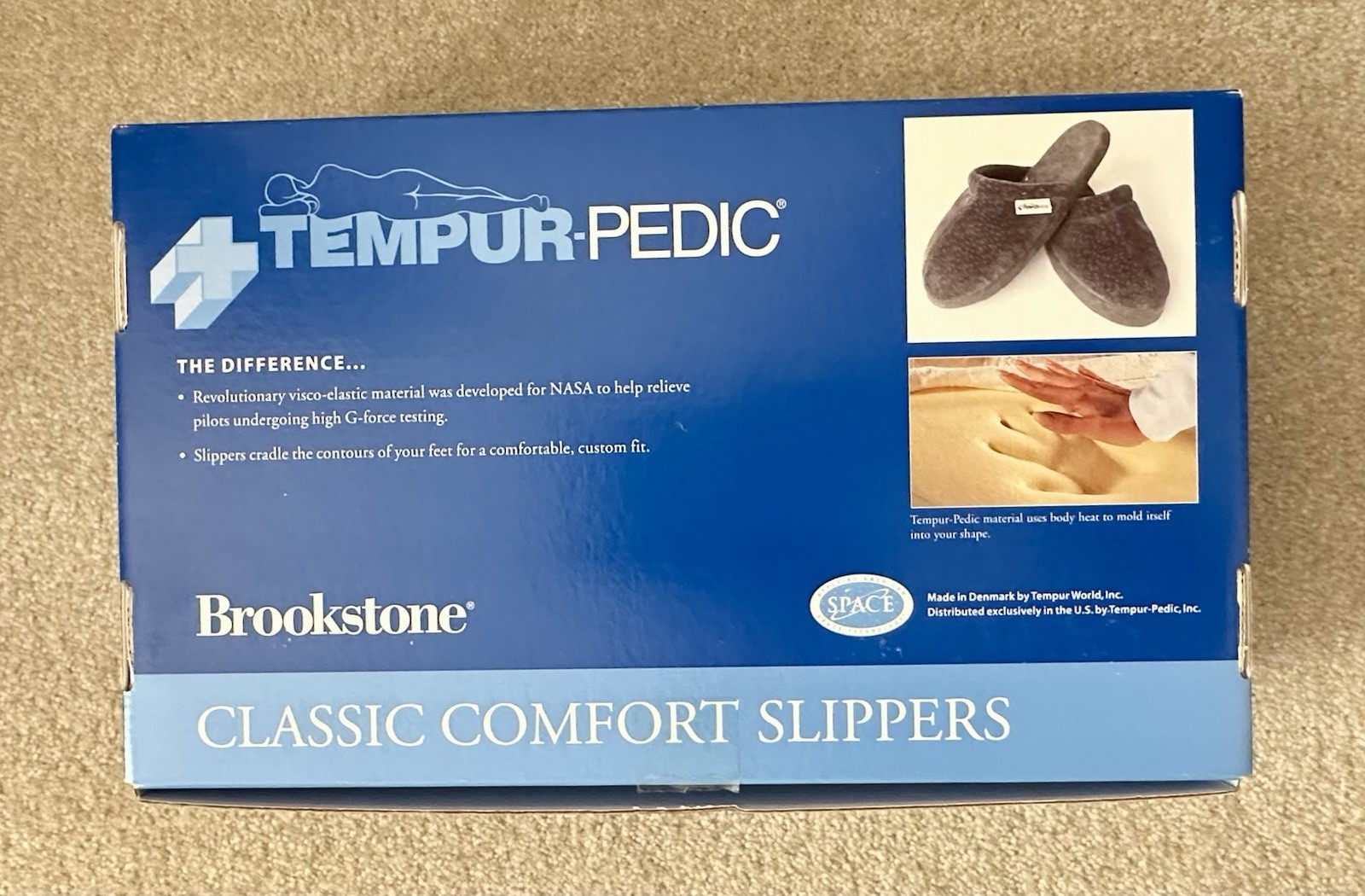 BROOKSTONE TEMPUR-PEDIC CLASSIC COMFORT SLIPPER VELOUR GRAY 7-8 M, 8 1/2-10 W