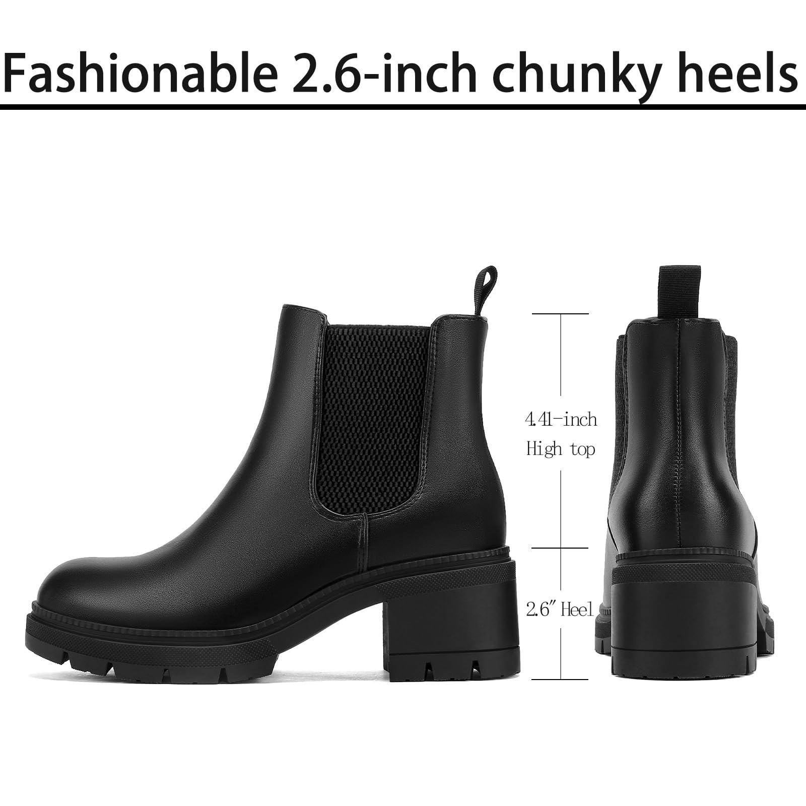DOBOLIN Wide Witdh Chelsea Ankle Boots for Women 2.6 Inch Low Chunky Block…