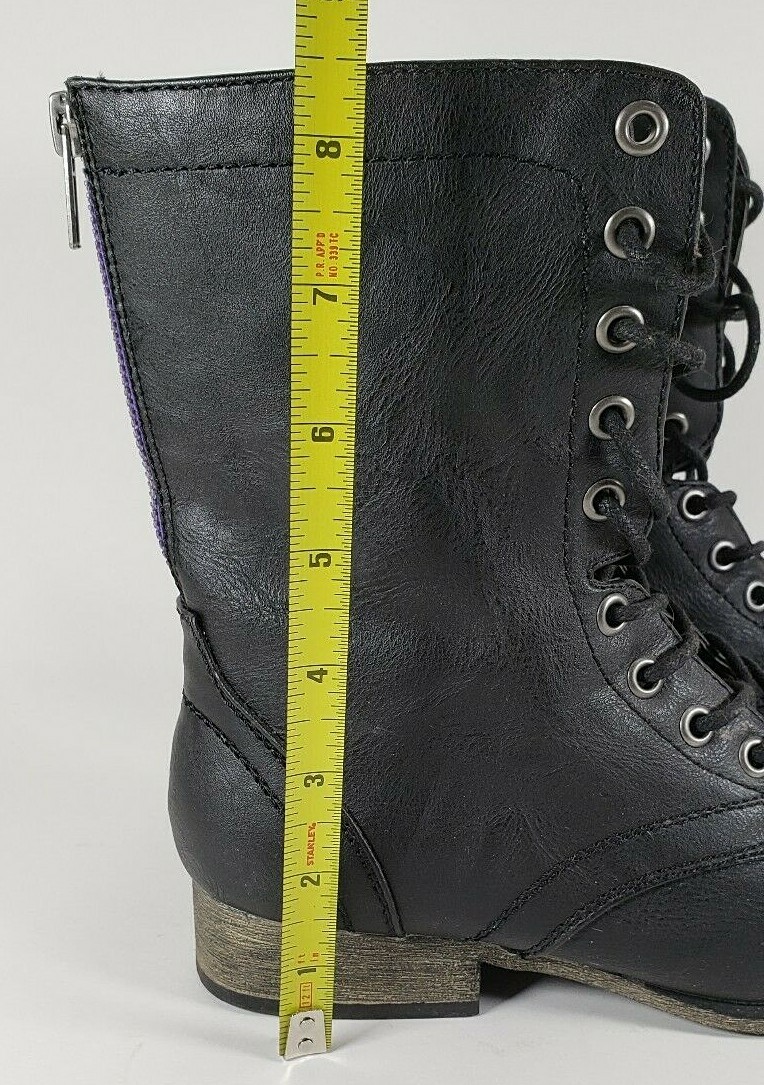 Charolette Russe Black Zip Back Lace Up Mid-Calf Boots Shoes Size 6 GUC