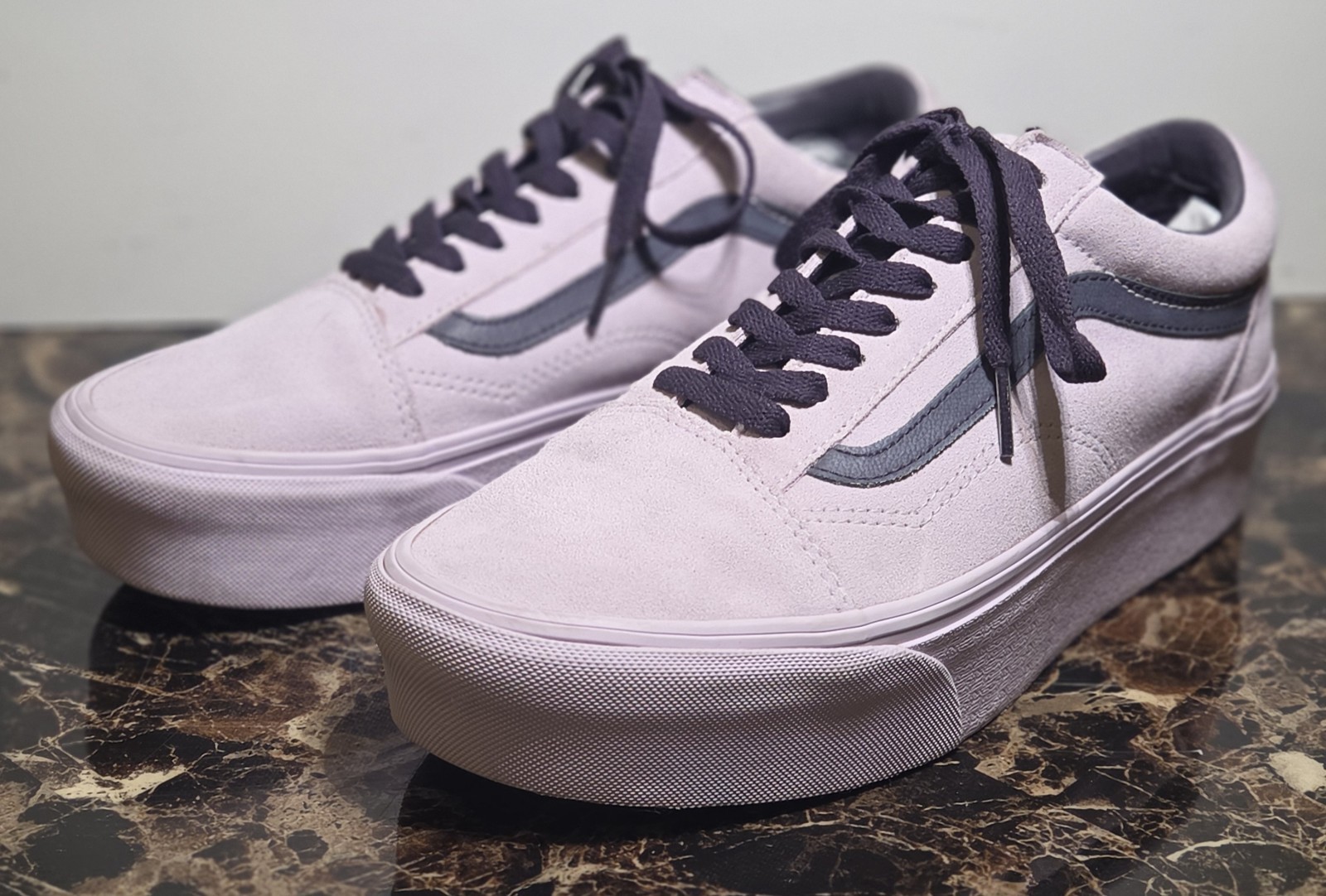 Old Skool Vans Platform Sneakers, Stackform Vans Lavender 9.5 US M. & 11 US W.