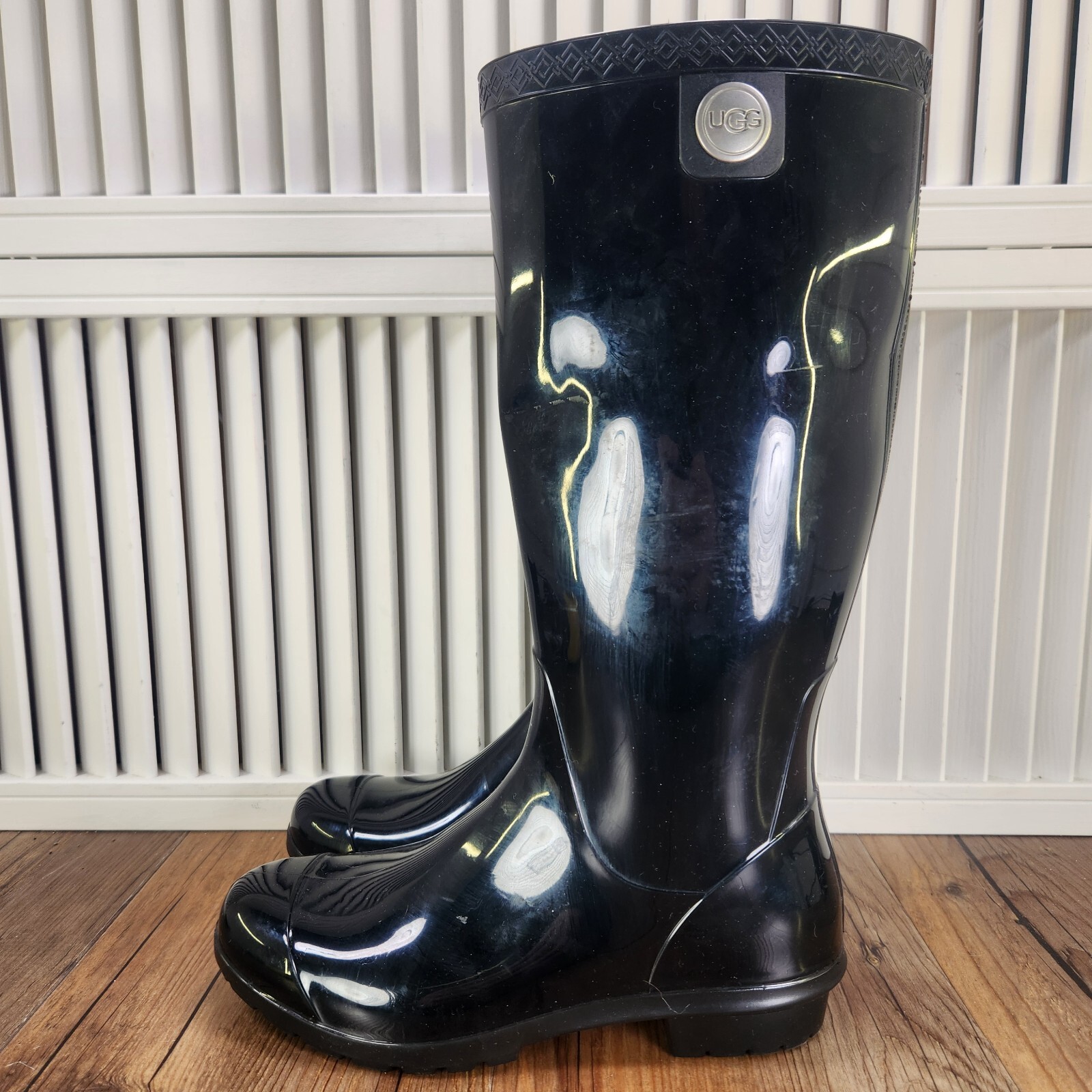 UGG Shaye Rain Boots Women’s Sz 5 Black Tall Waterproof Rubber Style Made In USA