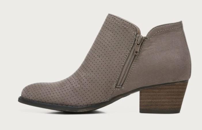 LifeStride Blake Ankle Boot Doe Fabric Tuape Perforated Block Heel Women 7M #184