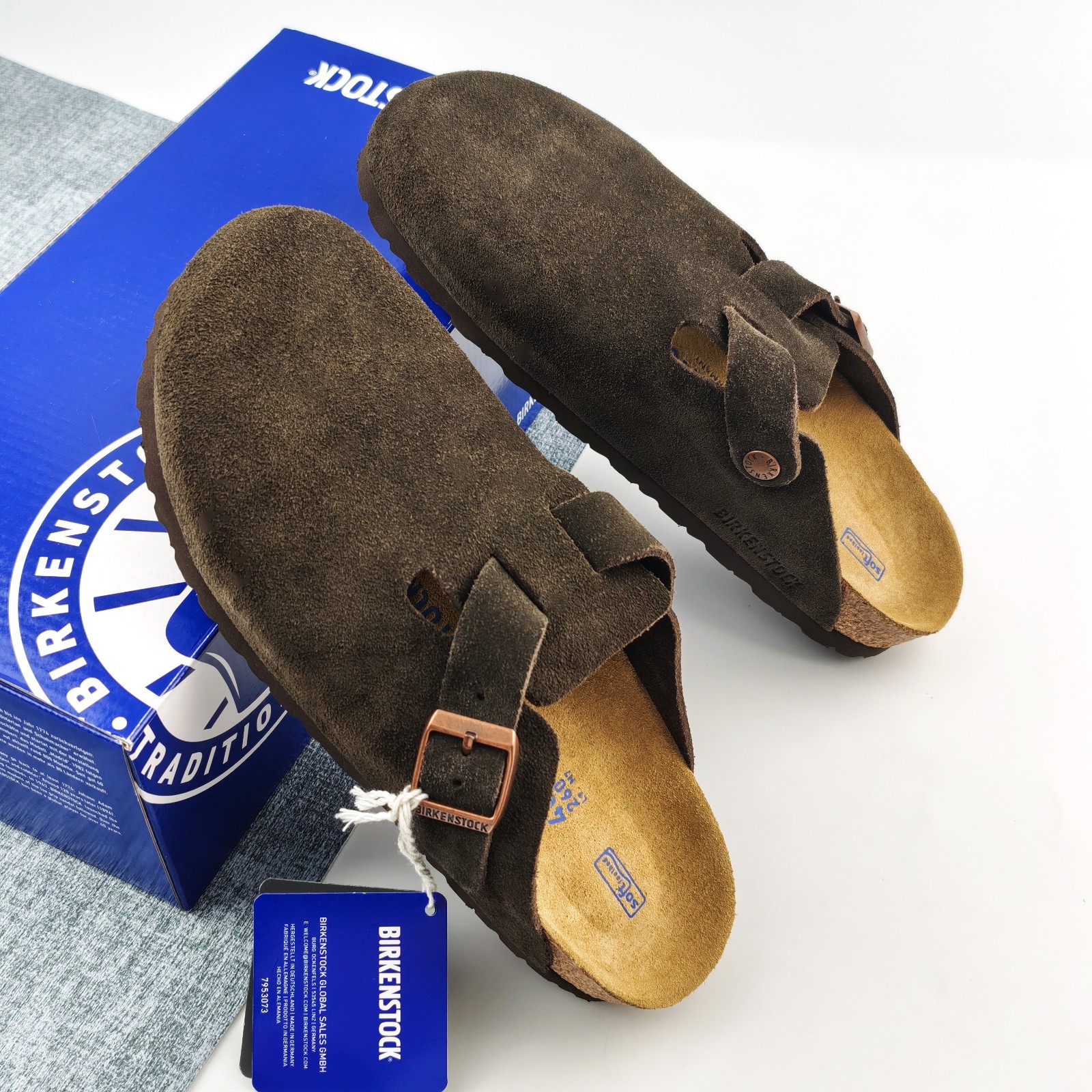 Birkenstock Boston Unisex Flat Shoes Mocha Suede Soft Footbed Multiple Sizes