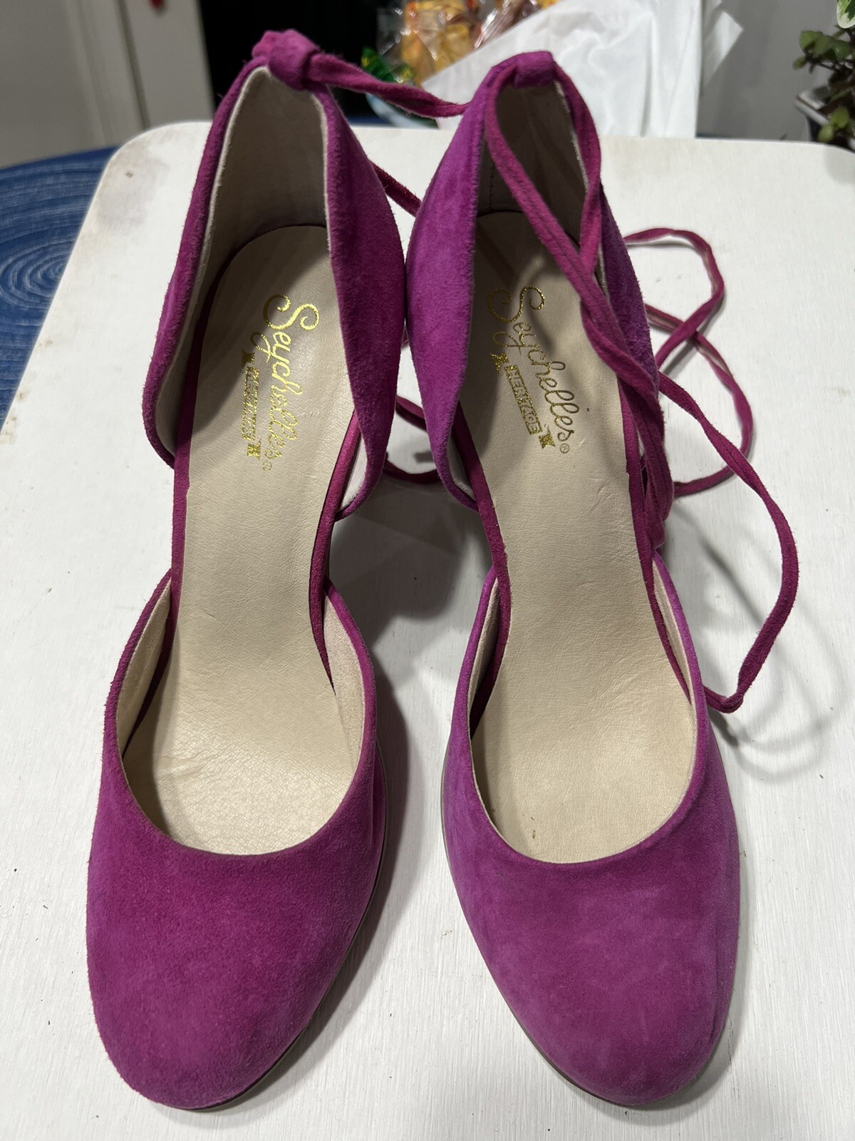 Anthropologie Seychelles Aware Bright Pink TasseledHeels Size 6