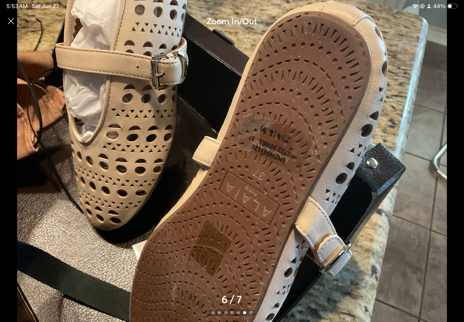 Alaia Paris Laser Cut Leather Ballerina Flats Ivory EU 37 US 6.5 Made Italy NEW