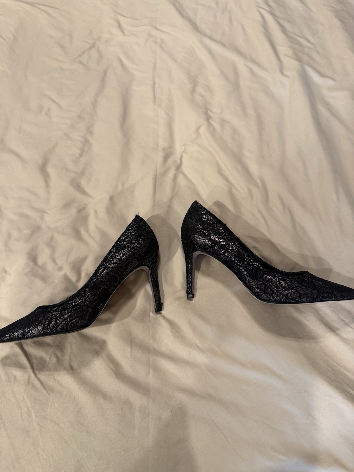 Jessica Simpson Women’s Black Lace Floral Pointed Toe Stiletto Pumps US 8.5