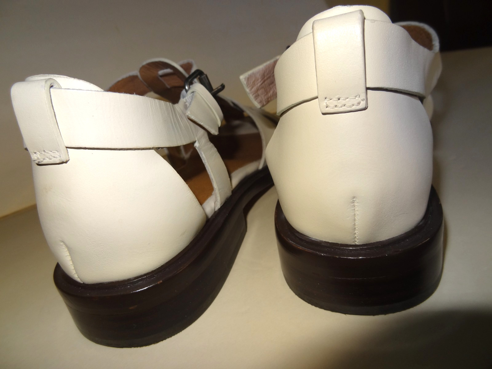 Madewell shoes Rina Fisherman Leather Flat Sandals White Ivory Mom Womens Size 9