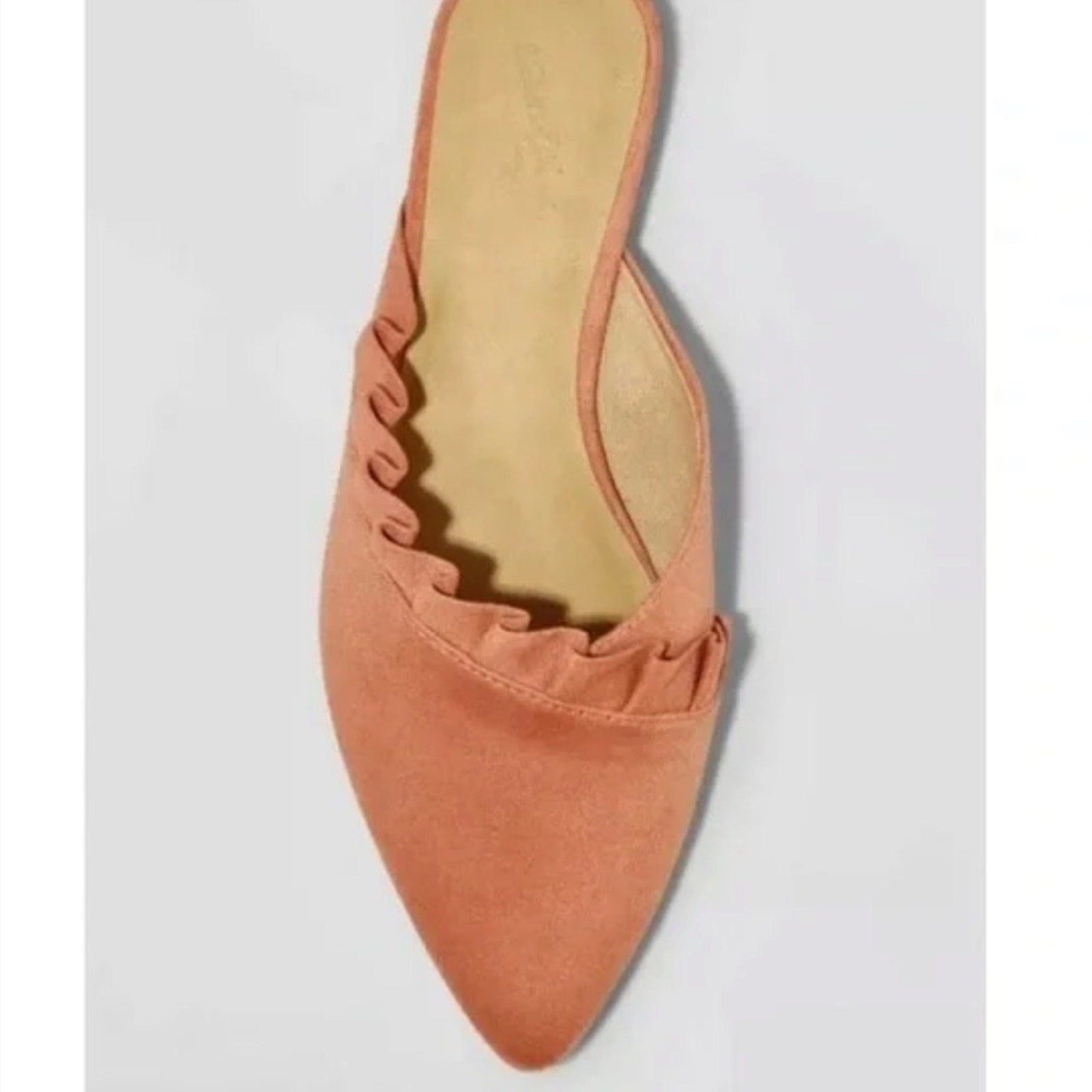 Forest Fairy Suede like Ruffle mules casual flats rust color size 5 NEW slip on