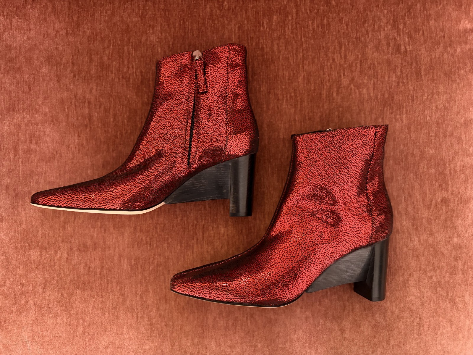 Zero & Maria Cornejo LIA Suede heel boots limited edition Red Glitter 39 NEW