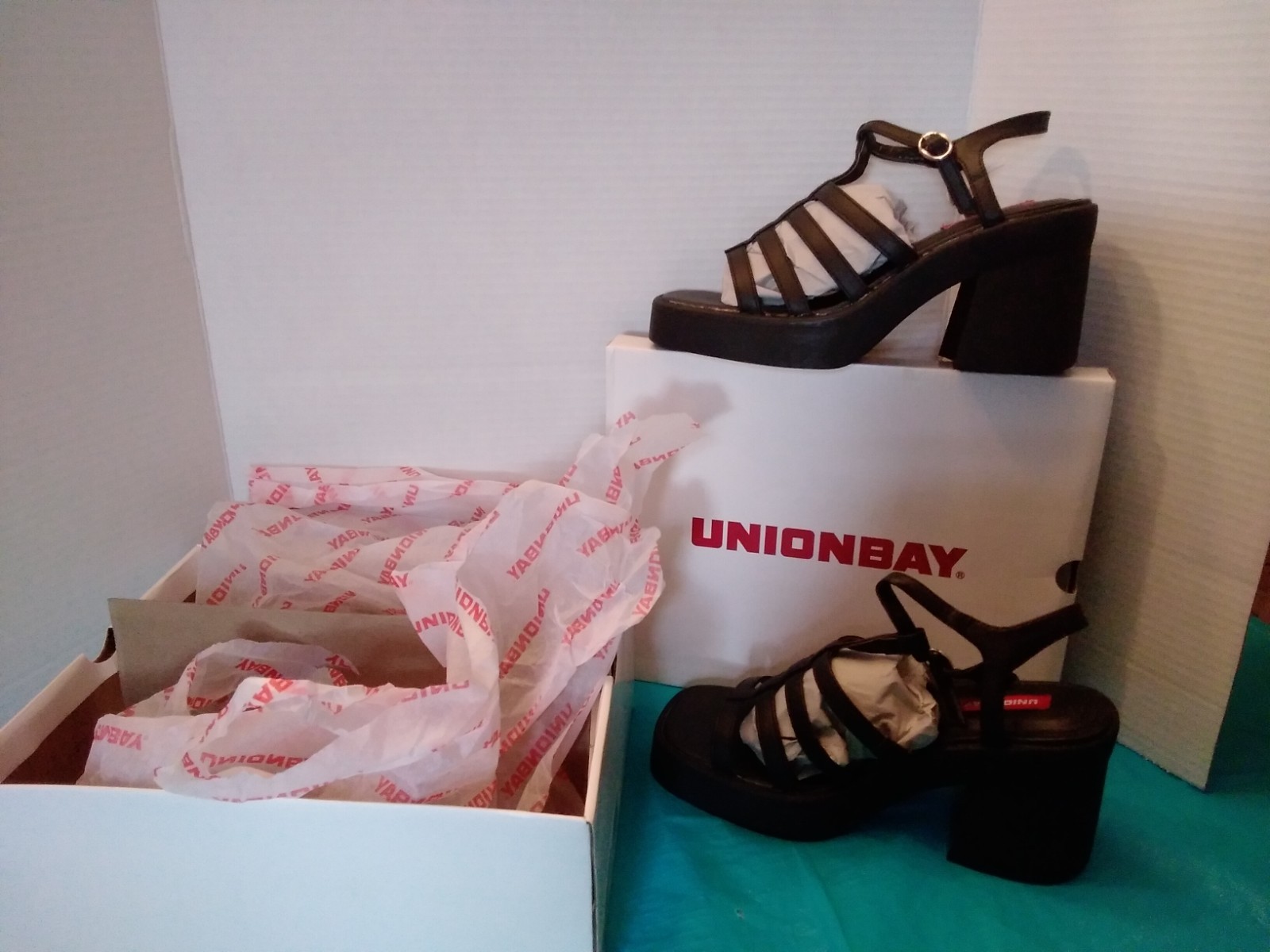 Shoes Unionbay Drea Black Chunky Platform Ankle Strap Women Size 8M Sandals