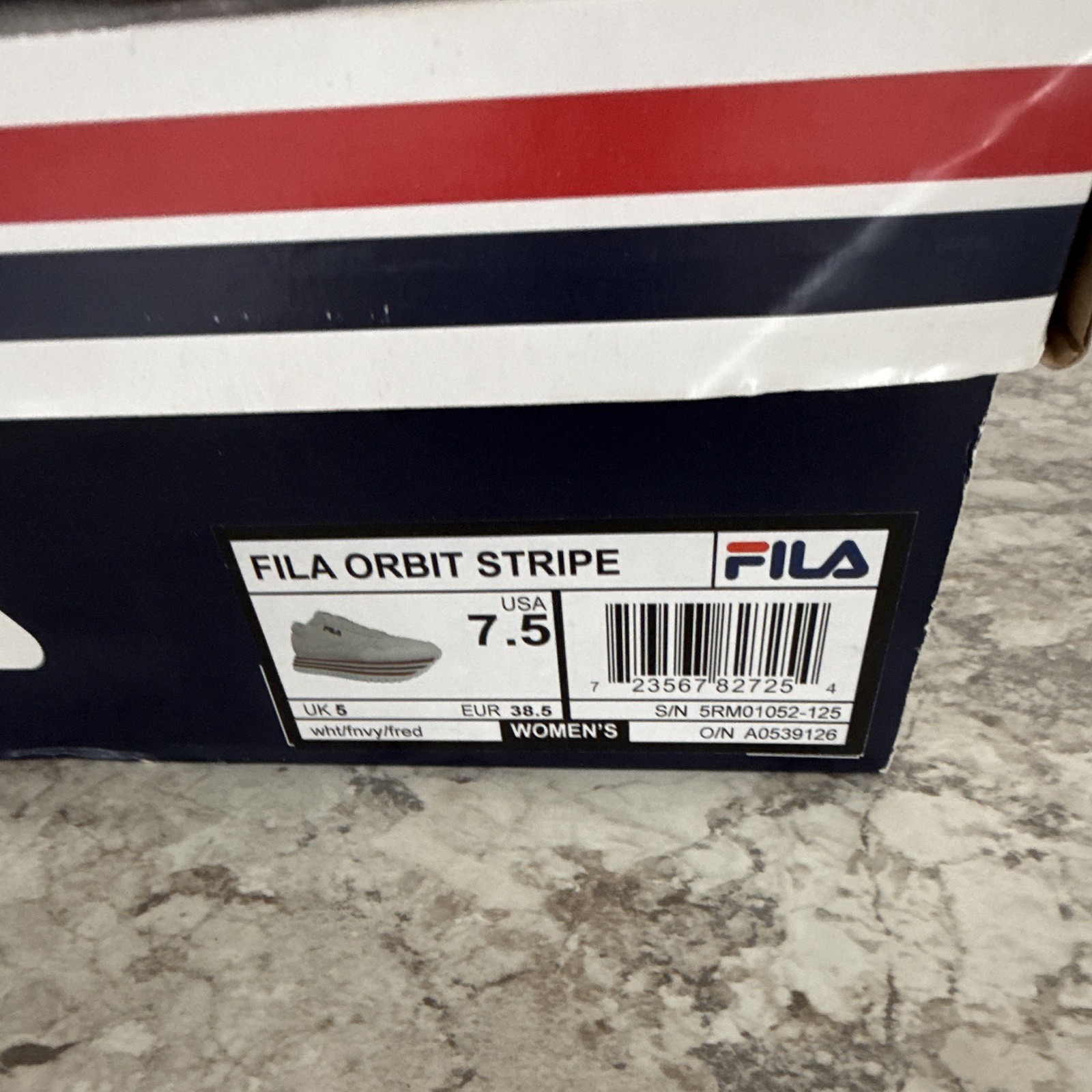 FILA Orbit Stripe Womens Low Top Lace-Up Athletic Sneakers White Red Blue