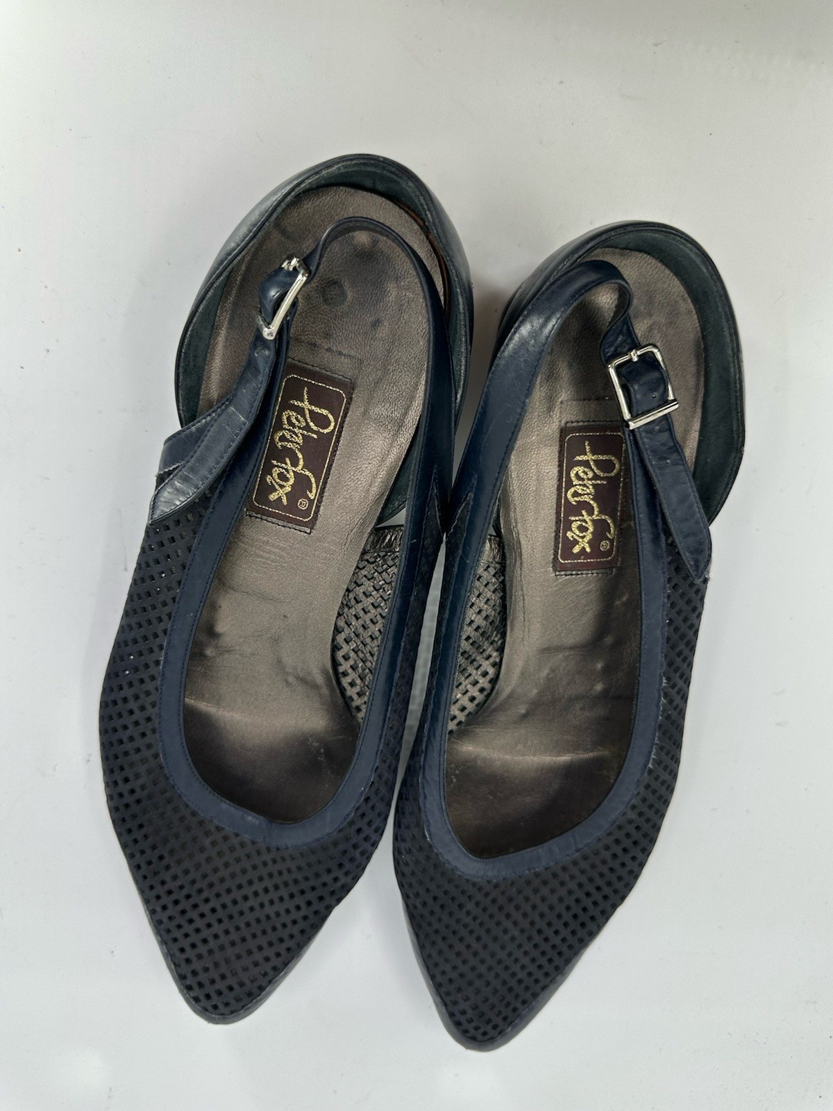 Vintage Rare Peter Fox Womens Navy Leather Suede Low Shoes Sz 10.5 B Pre-owned