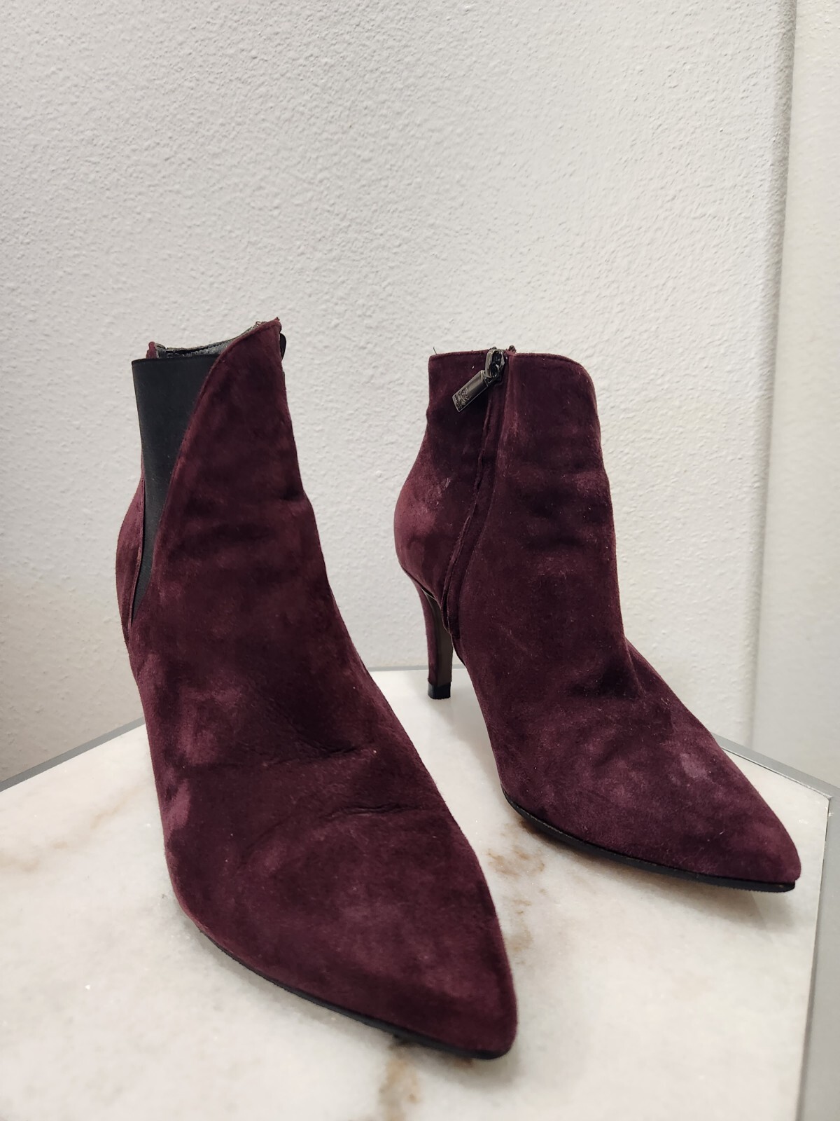 NAVYBOOT women’s Chelsea boots suede elastic Switzerland. Color Maroon, Size 38