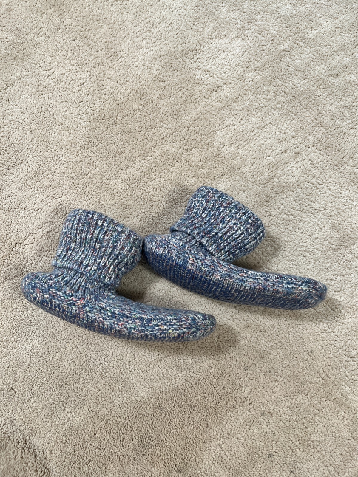 Bombas Sherpa Lined Gripper Bootie Blue Slippers Women Sz Small S (US W 7-8.5)