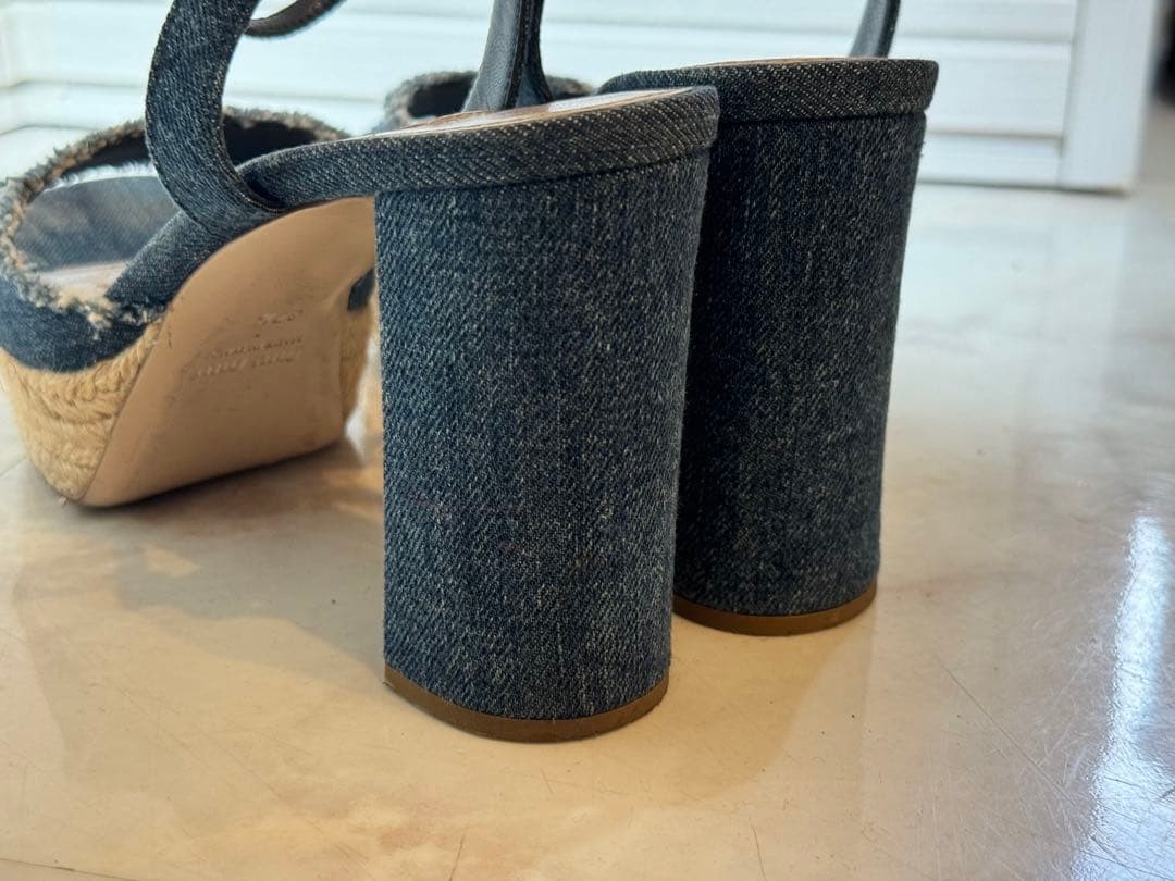 MIU MIU Sandals Shoes EU 37.5 US 7.5 Denim Authentic