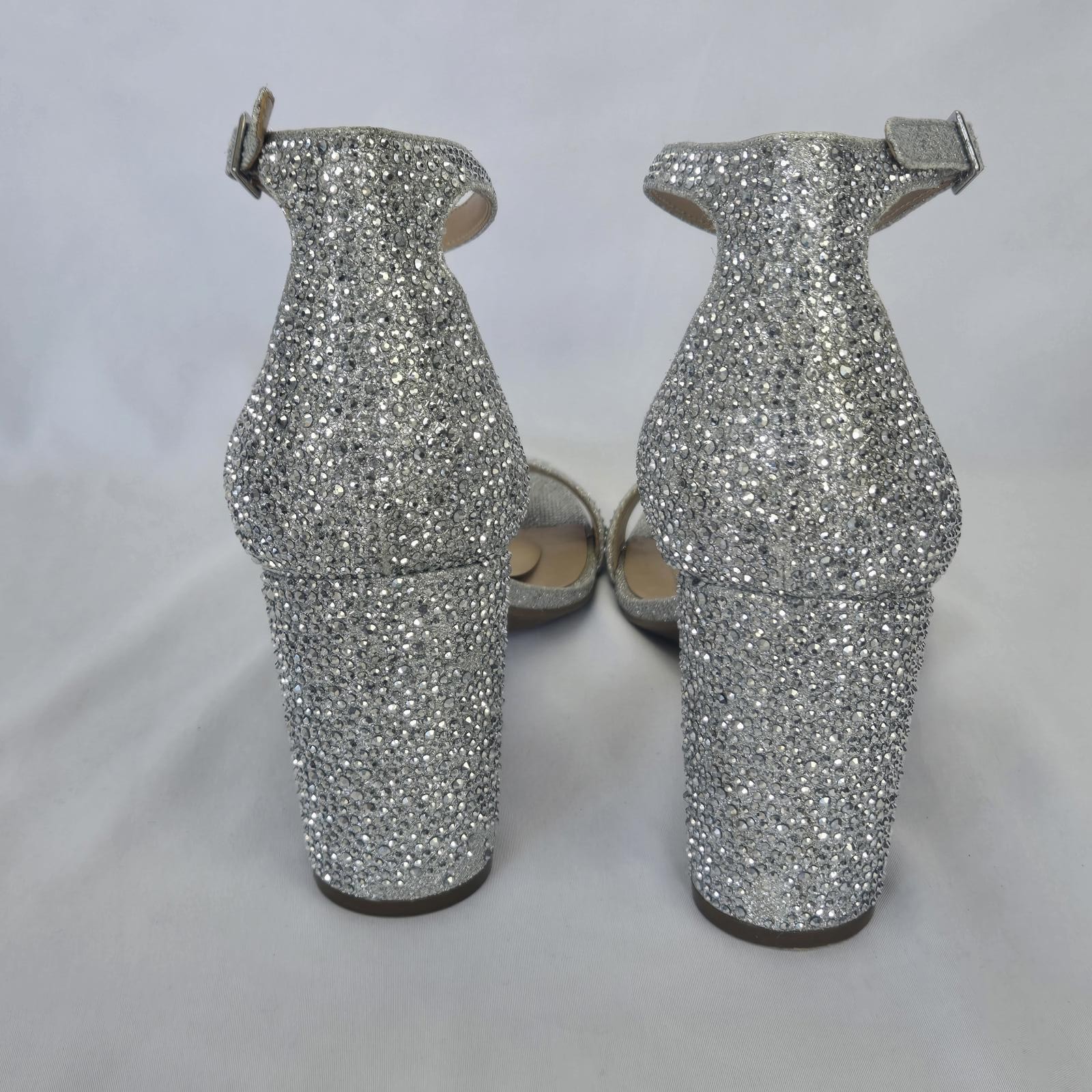 INC Glamorous Silver Glitter Block Heels 8.5