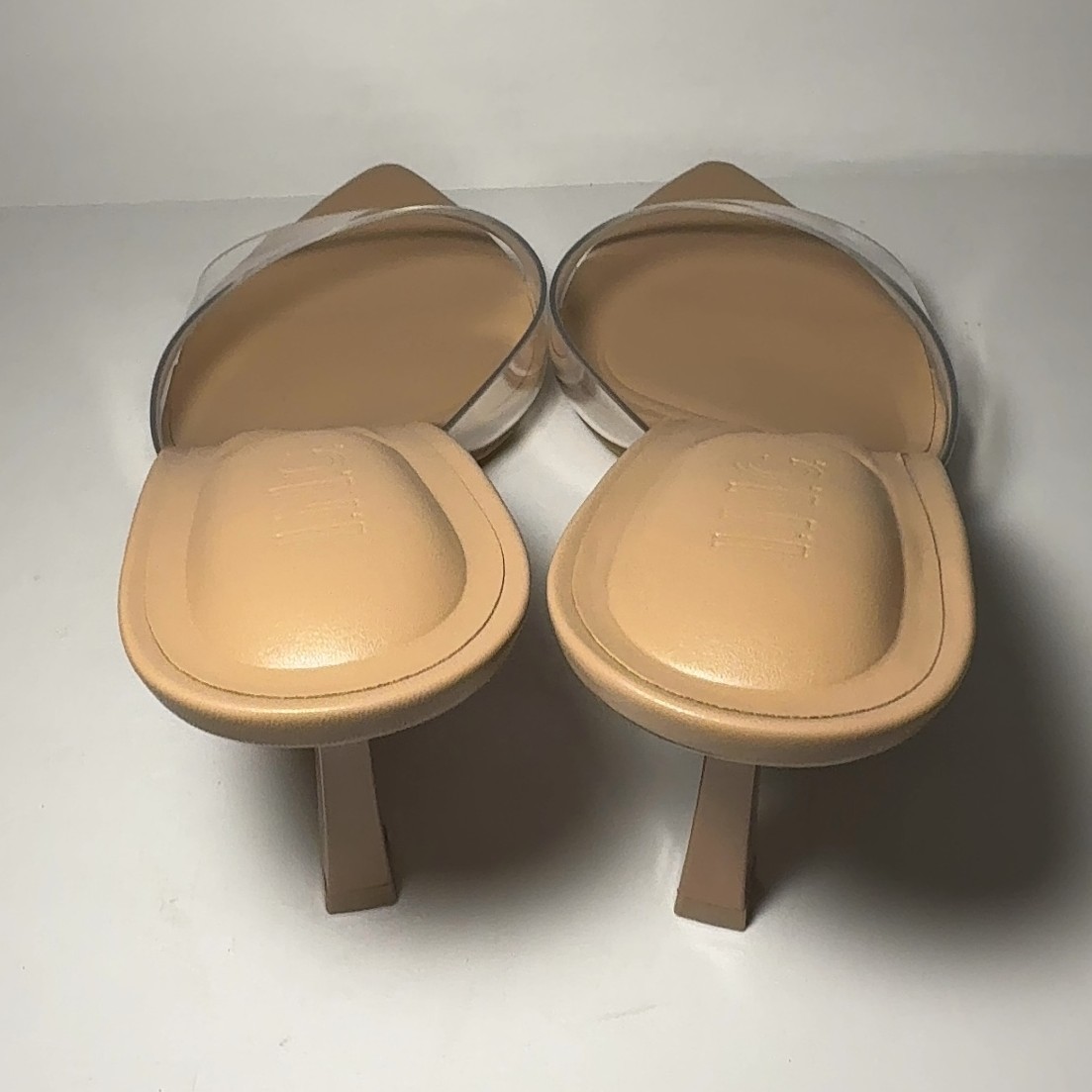 INC International Concepts Bazaaria Nude Clear Strap Women’s Kitten Heels 8M