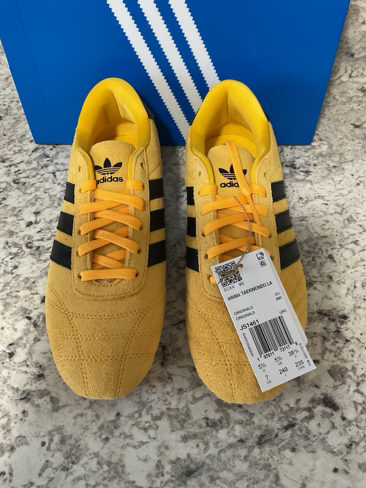 Womens Adidas Taekwondo Sneakers LA Lace Size 7 Crew Yellow Black Gum JS1461 New