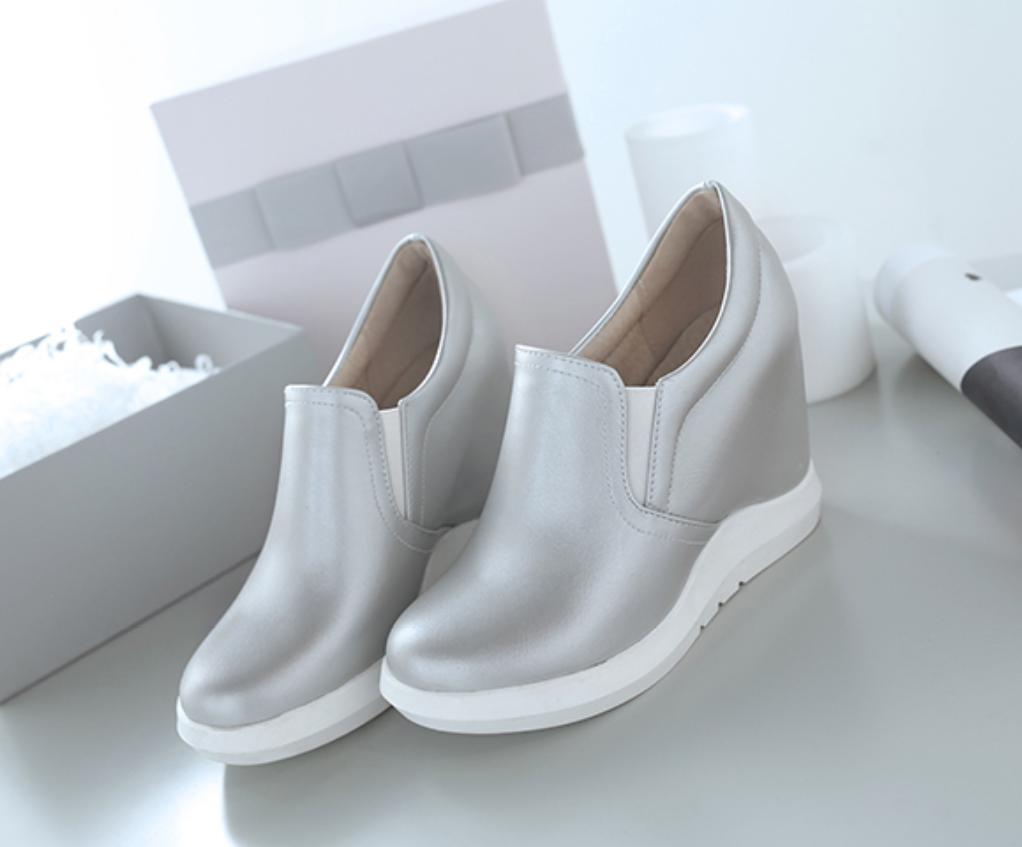 Women’s Casual Sneakers Hidden Wedge High Heel Round Toe Pumps Shoes Slip On Hot