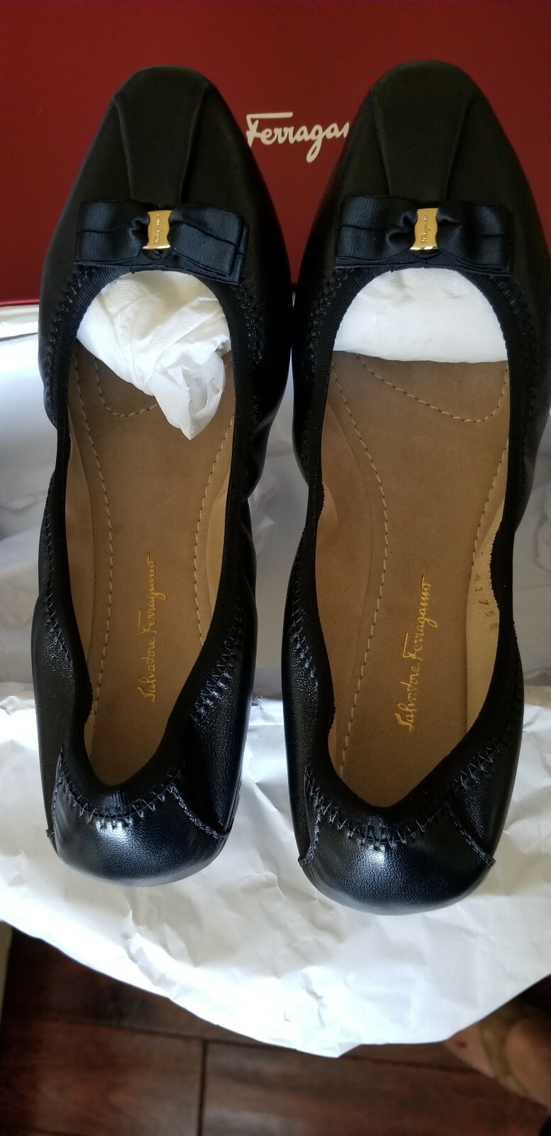 $535 Ferragamo My Joy Black Leather Gold/Silver H/W 6/6.5/7/7.5/8/8.5/9/10 «M/C»