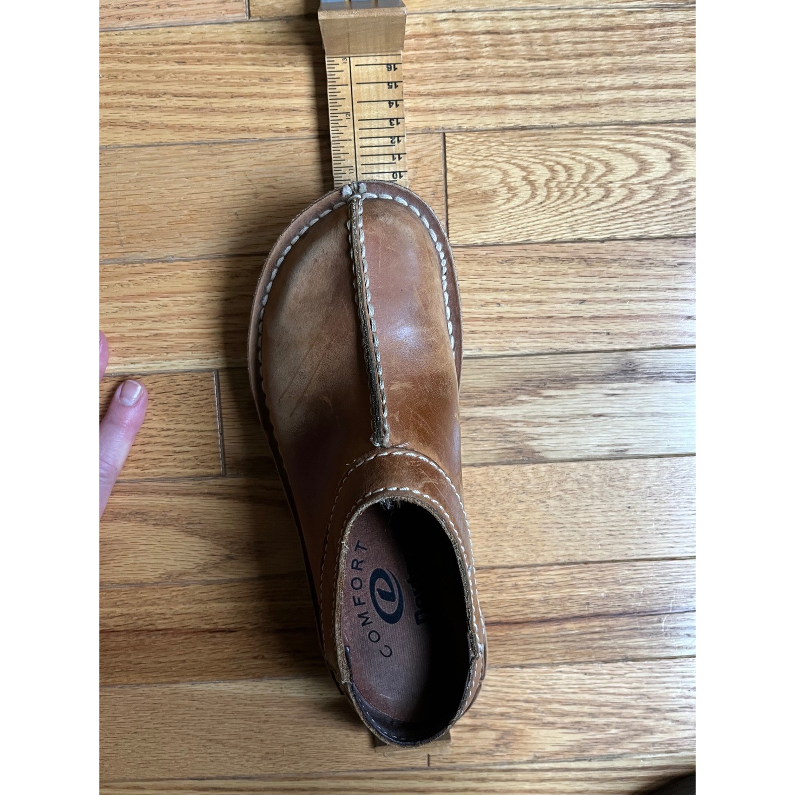 Vintage Dexter Full Grain Leather Clogs Mules Slip On Women Brown Y2K 90s READ