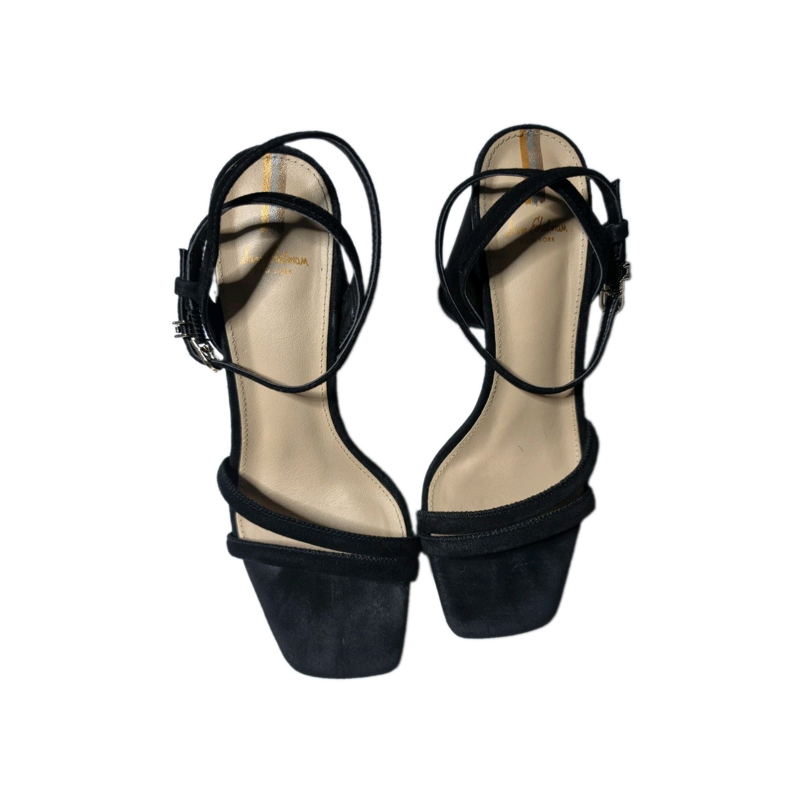 ​Sam Edelman Daniella Black Suede Block Heel Strappy Sandals Size 9 Square Toe