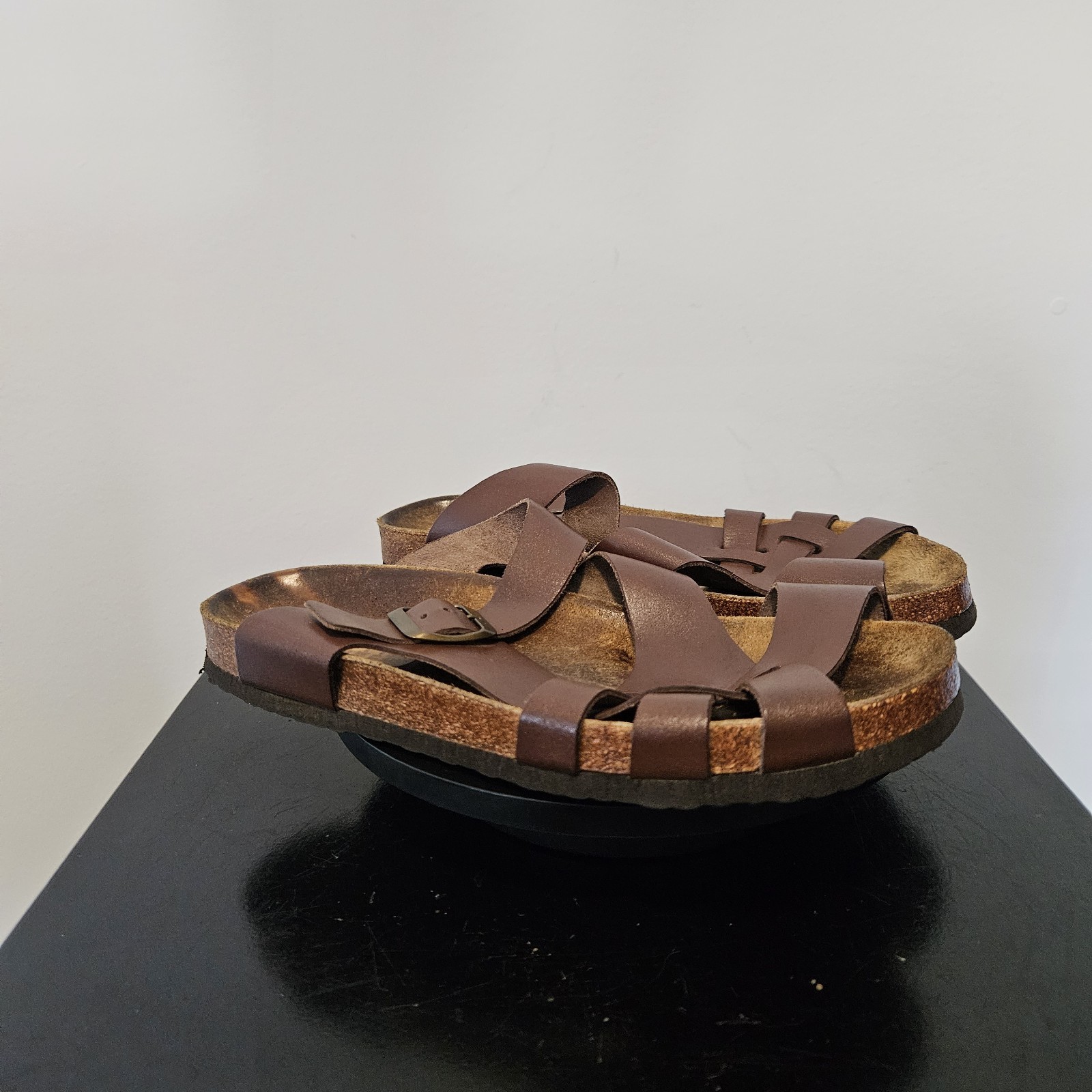 IVAN Pisa Sandals Leather Cork Adjustable MADE IN SPAIN Brown Size 8