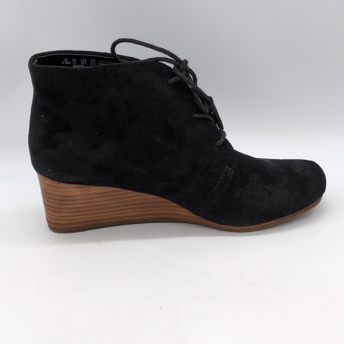 Dr. Scholl’s Boots Womens Dakota Black 9.5 Suede Ankle Shoes Wedge Memory Foam