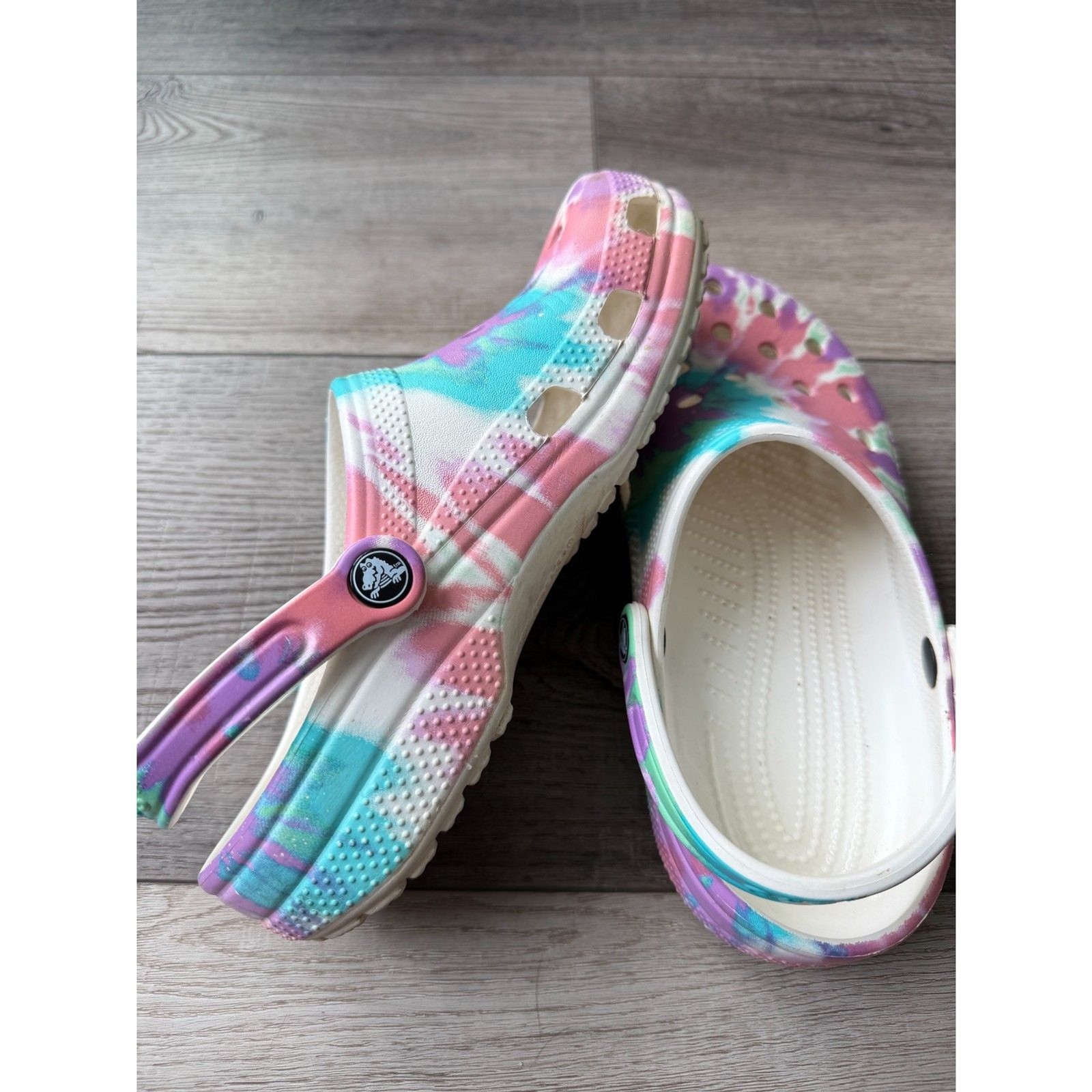 Crocs Tie Dye Pastel Sandals Clogs Summer Casual Workwear Womens 9 Mens 7