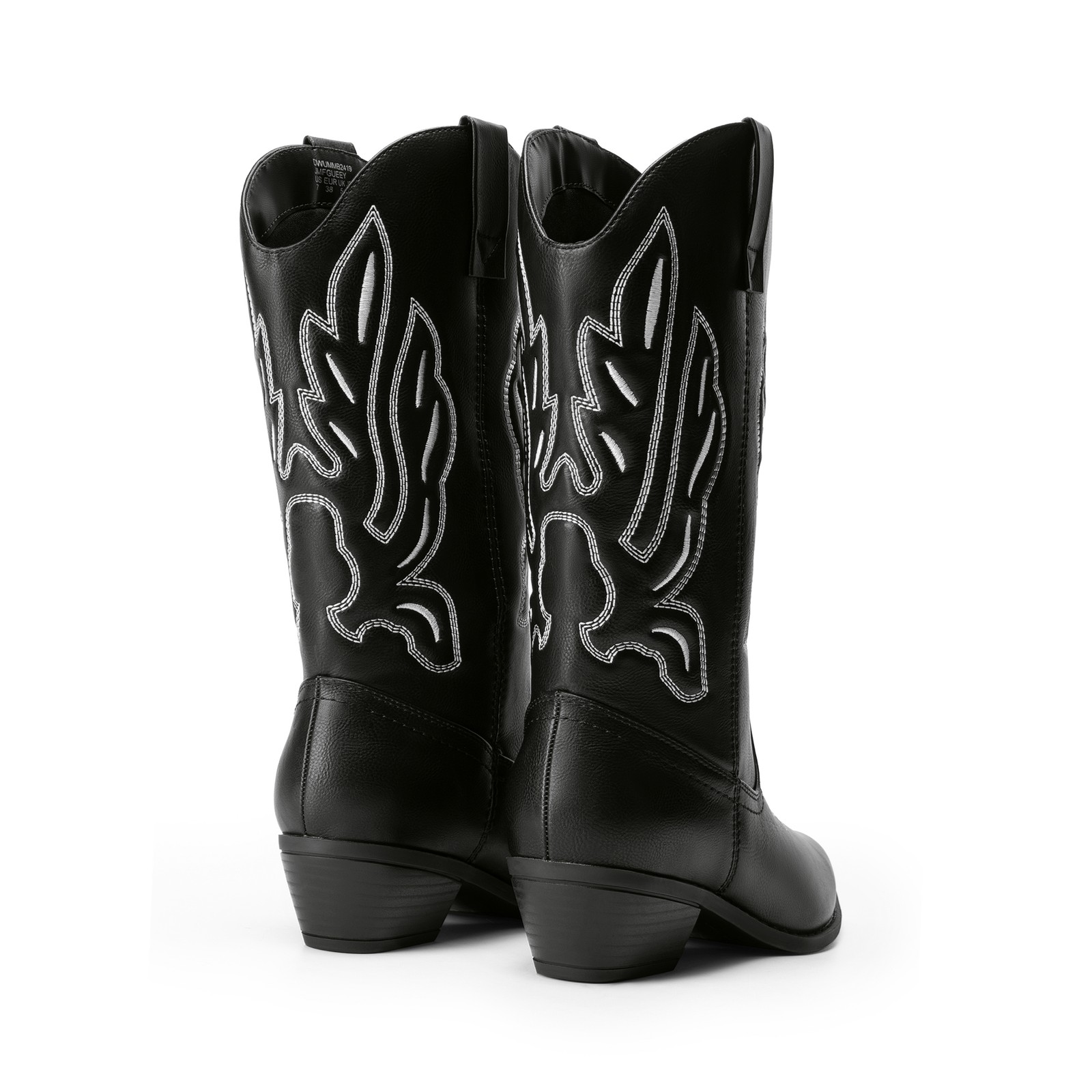 Women Cowboy Boots Mid Calf Cowgirl Boots Embroidery Stitched Western Boots NEW
