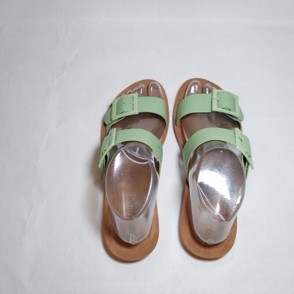Olivia Miller Sandals Women 8 Mint Resort Woven Double Buckle Platform Slides