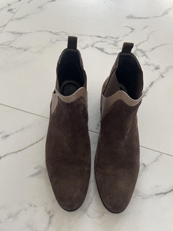 Women Navy Chelsea Boots Brown Nubuck 39 #B9C4