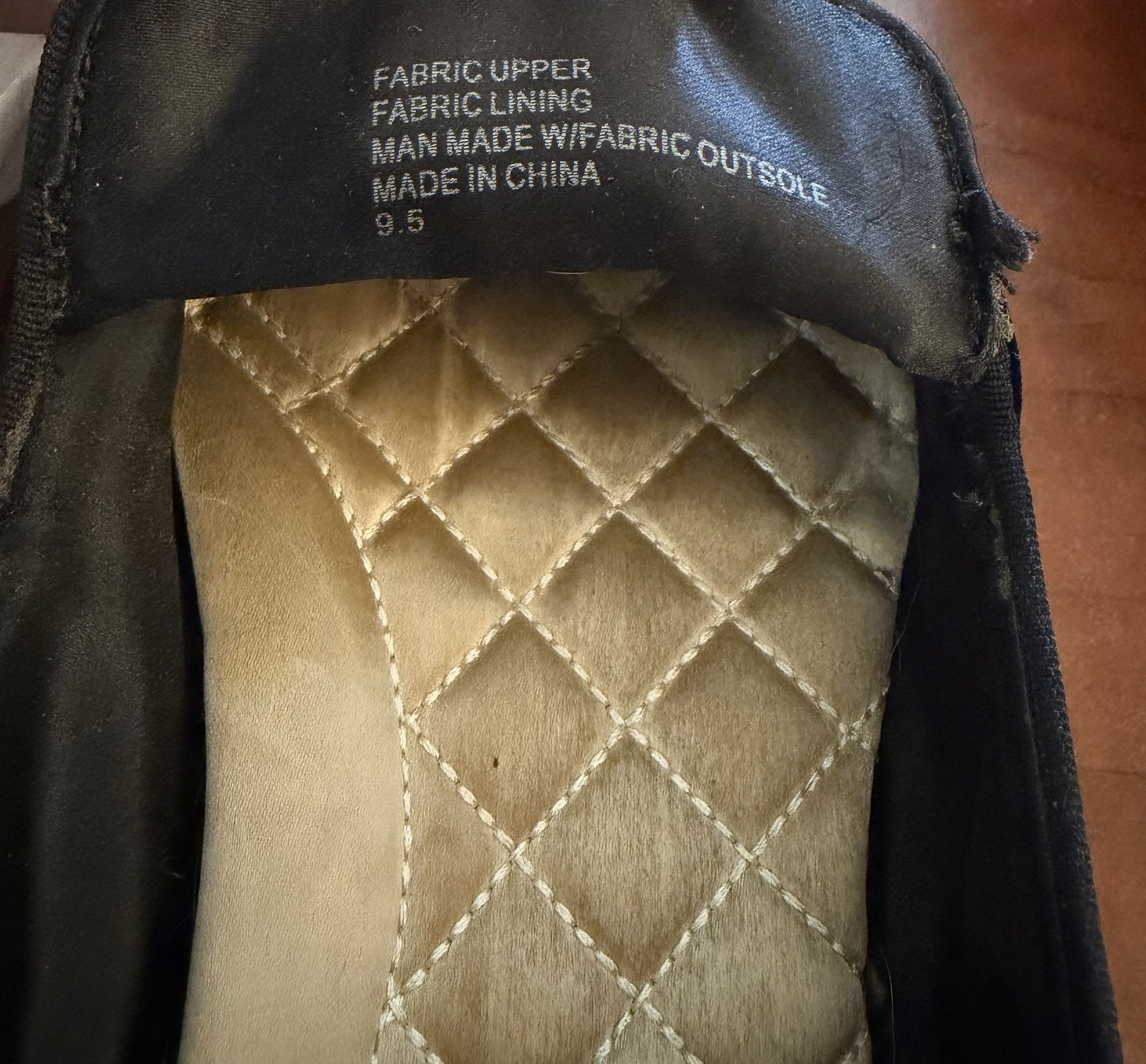 Birdies Black Fabric Slip-On Loafer Flats Quilted Logo Round Toe US 9.5