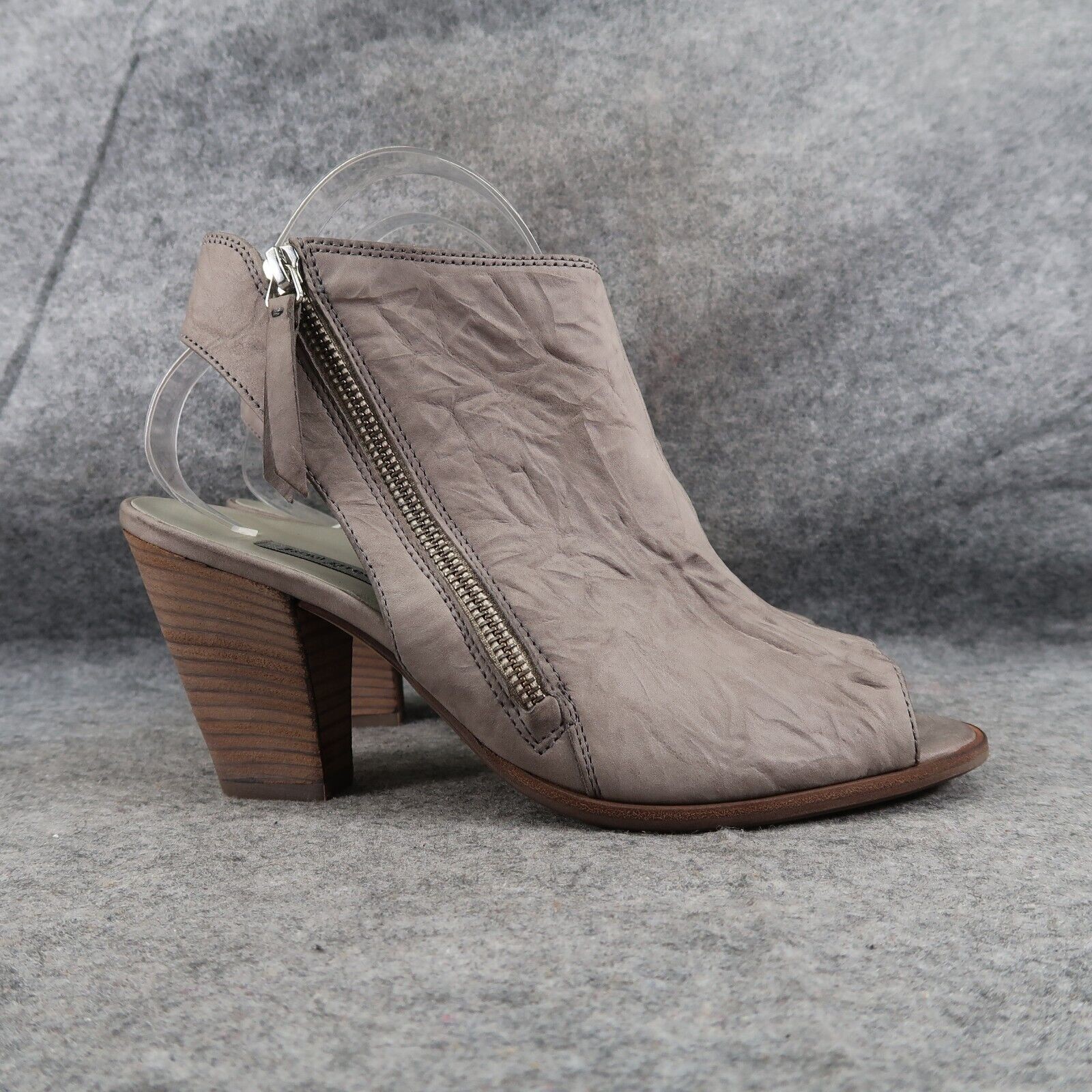 Paul Green Shoes Womens 8.5 Sandal Peep Toe Cayanne Asymmetric Zip Leather Grey
