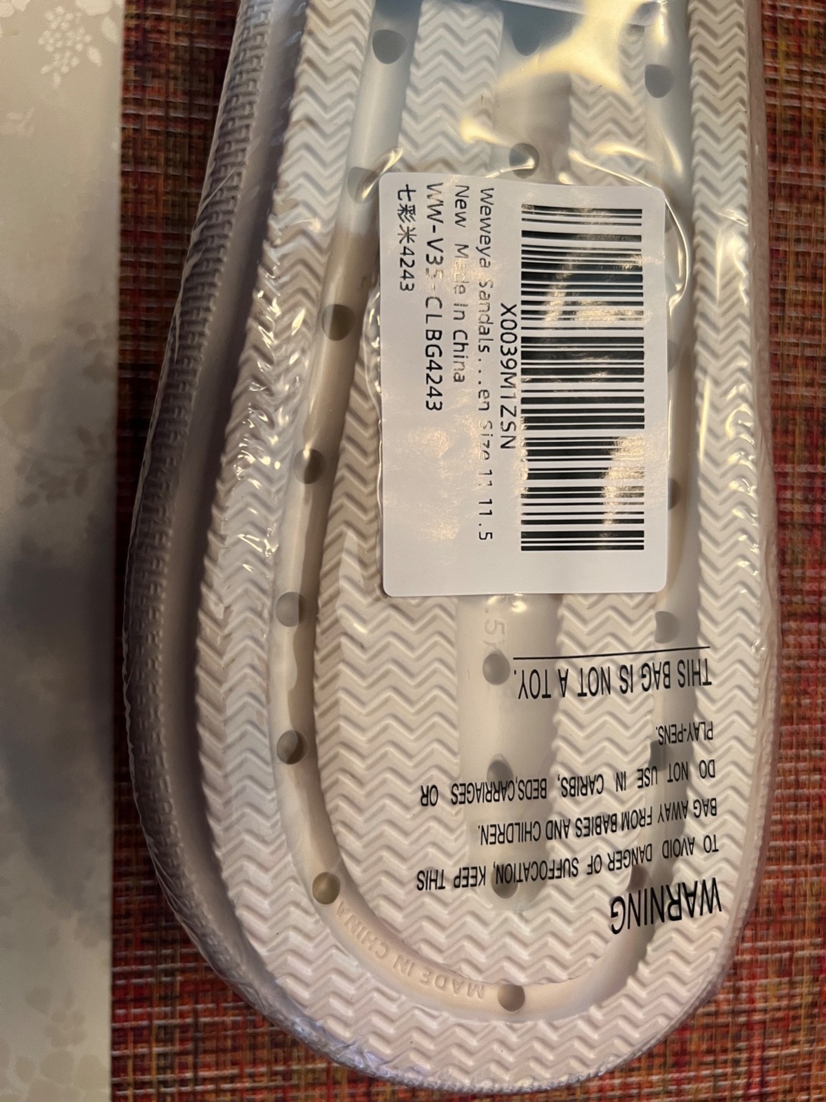 Sandals Soft Cushion, Multi color, Two Strap Slides , Sz 11, Unopened Pkg