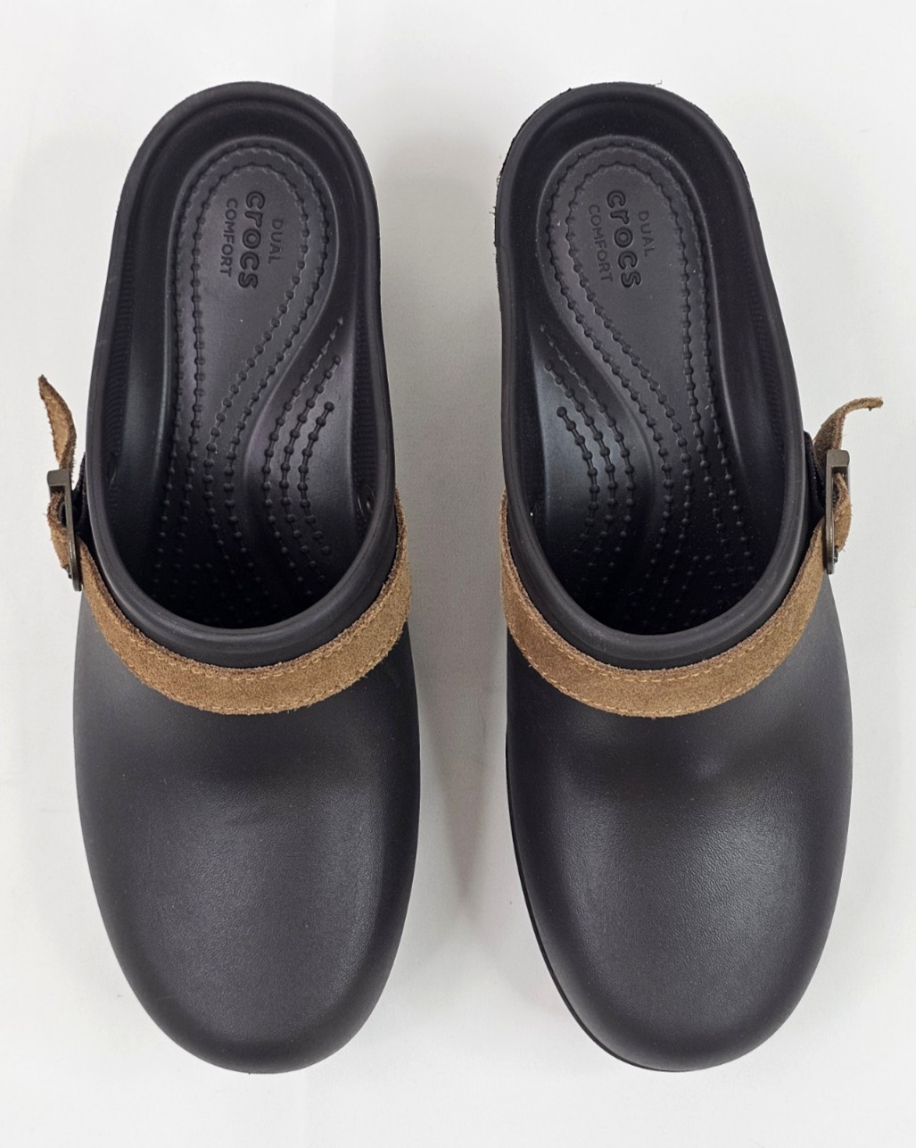 Crocs Sarah Mule Clogs Women 7, Expresso Brown Boho Croslite w Leather Strap New