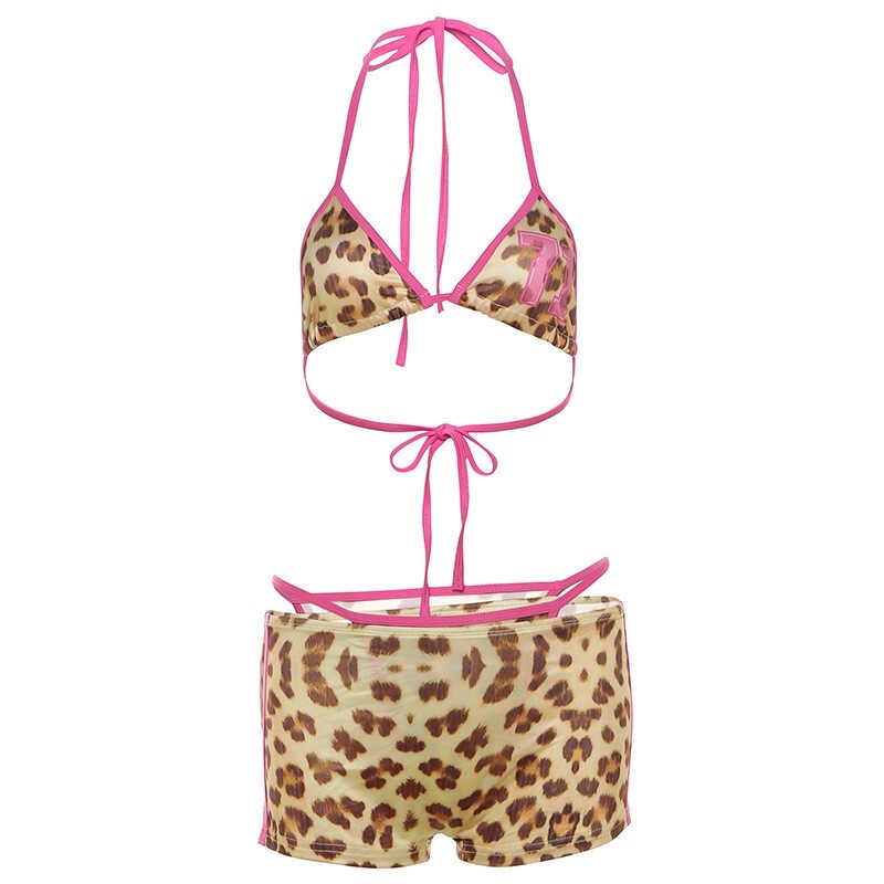 Europe and the United States wind summer new women’s color collision halter leop