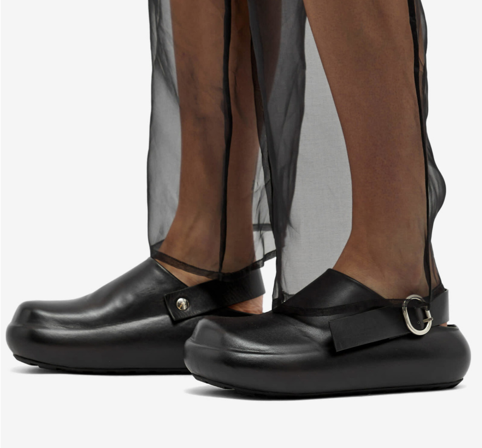 Retail $1,280 Jil Sander Sabot Leather Sandals Clogs 37 Black Mules Slide Italy