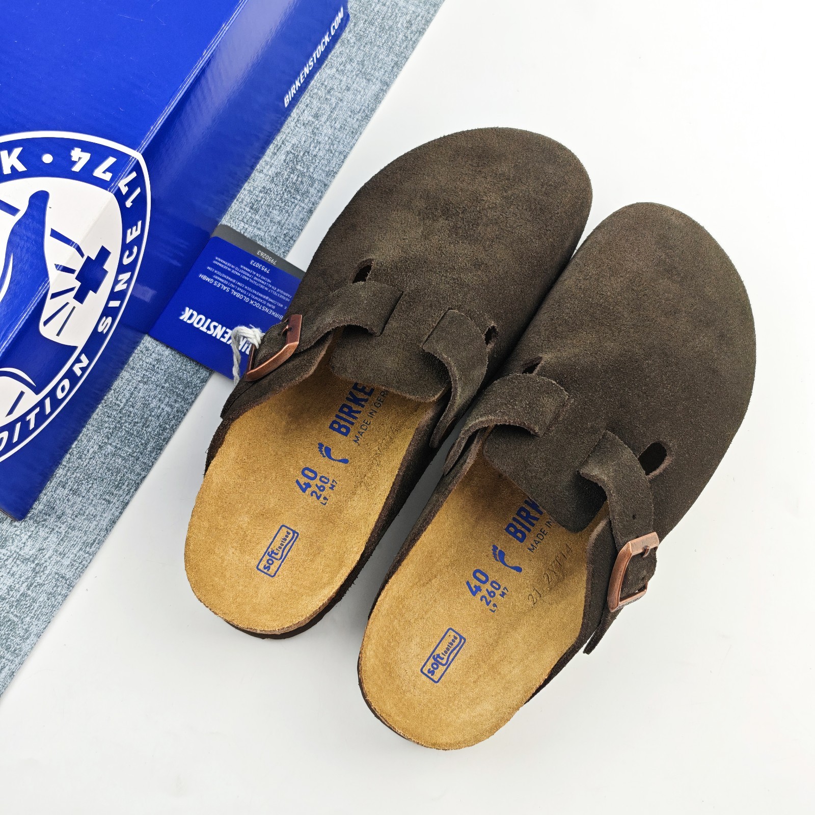 Birkenstock Boston Unisex Flat Shoes Mocha Suede Soft Footbed Multiple Sizes