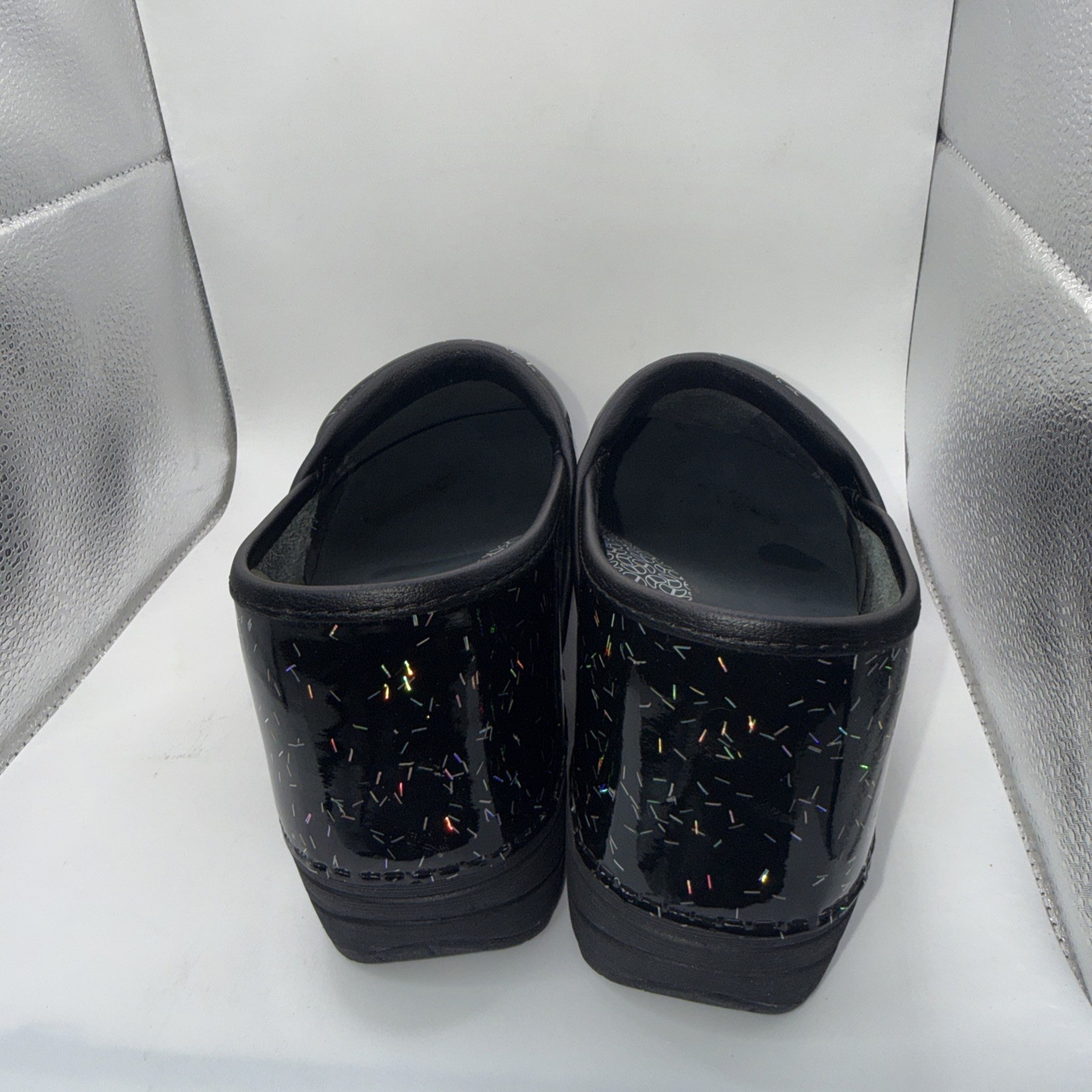 Dansko Clogs Womens Size 40 US 10 Black Sparkle Patent Leather Nursing Slip On