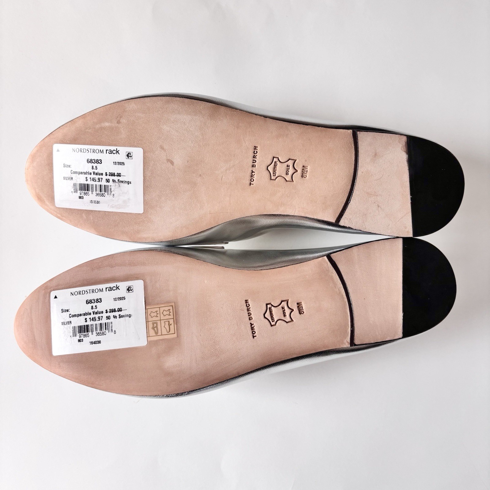 Tory Burch Eleanor Leather Loafer Silver Sz 8.5 New