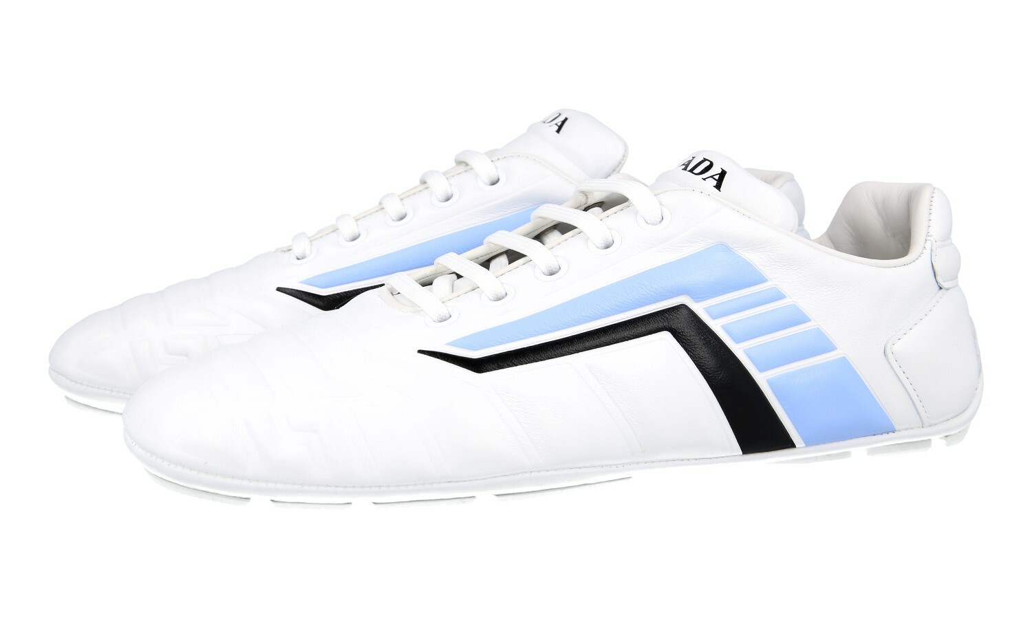 PRADA Leather Rev Sneakers – 1E505M – White Blue – NEW – US 6.5 EU 36,5