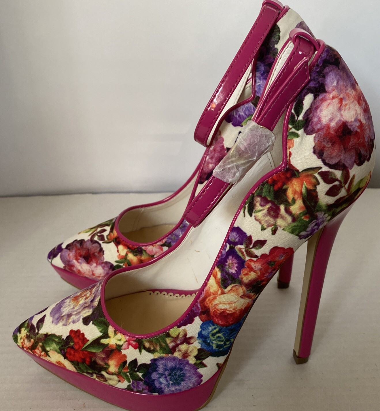 Madison By Shoe Dazzle Women’s SZ 7 Pink Floral Patent Leather Stiletto Heel