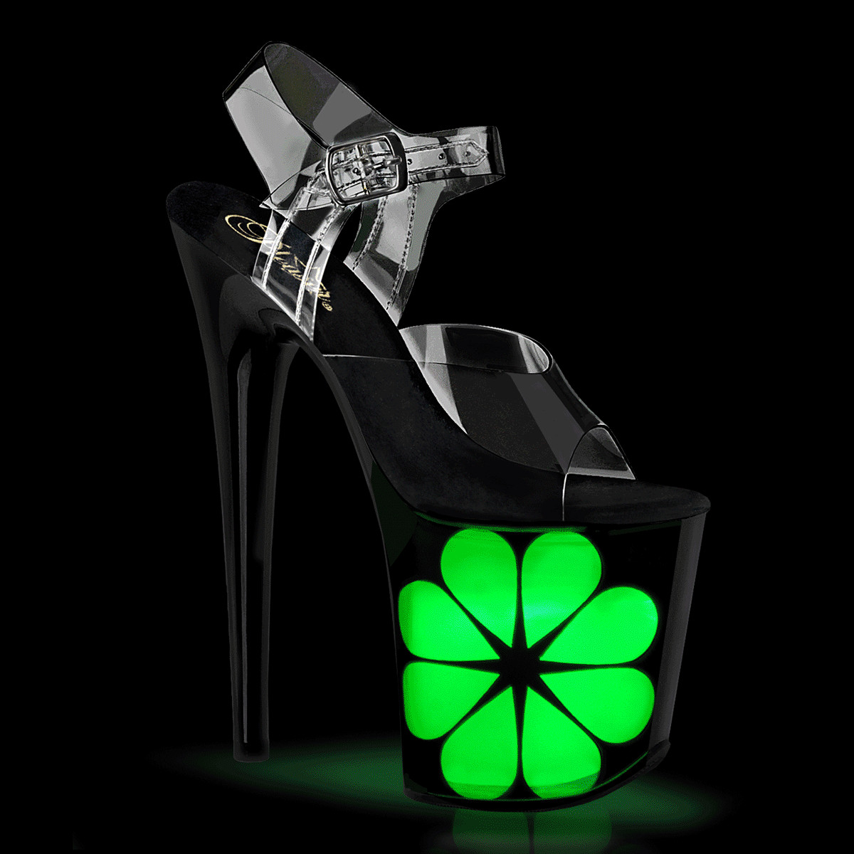 PLEASER FLAMINGO-808NLHS Women’s 8″ Heel Platform LED Illuminated Strap Shoes