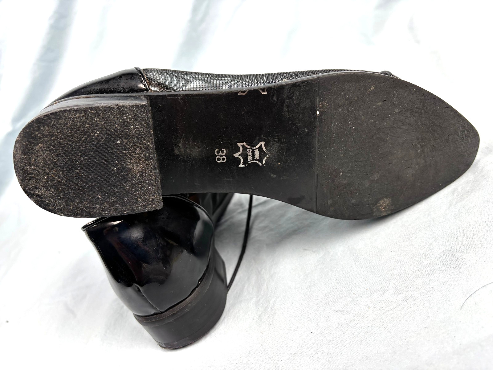 Black Sheer Oxford Heels Size Sheer See Thru Sides Lace-Up D372 Women’s 7.5