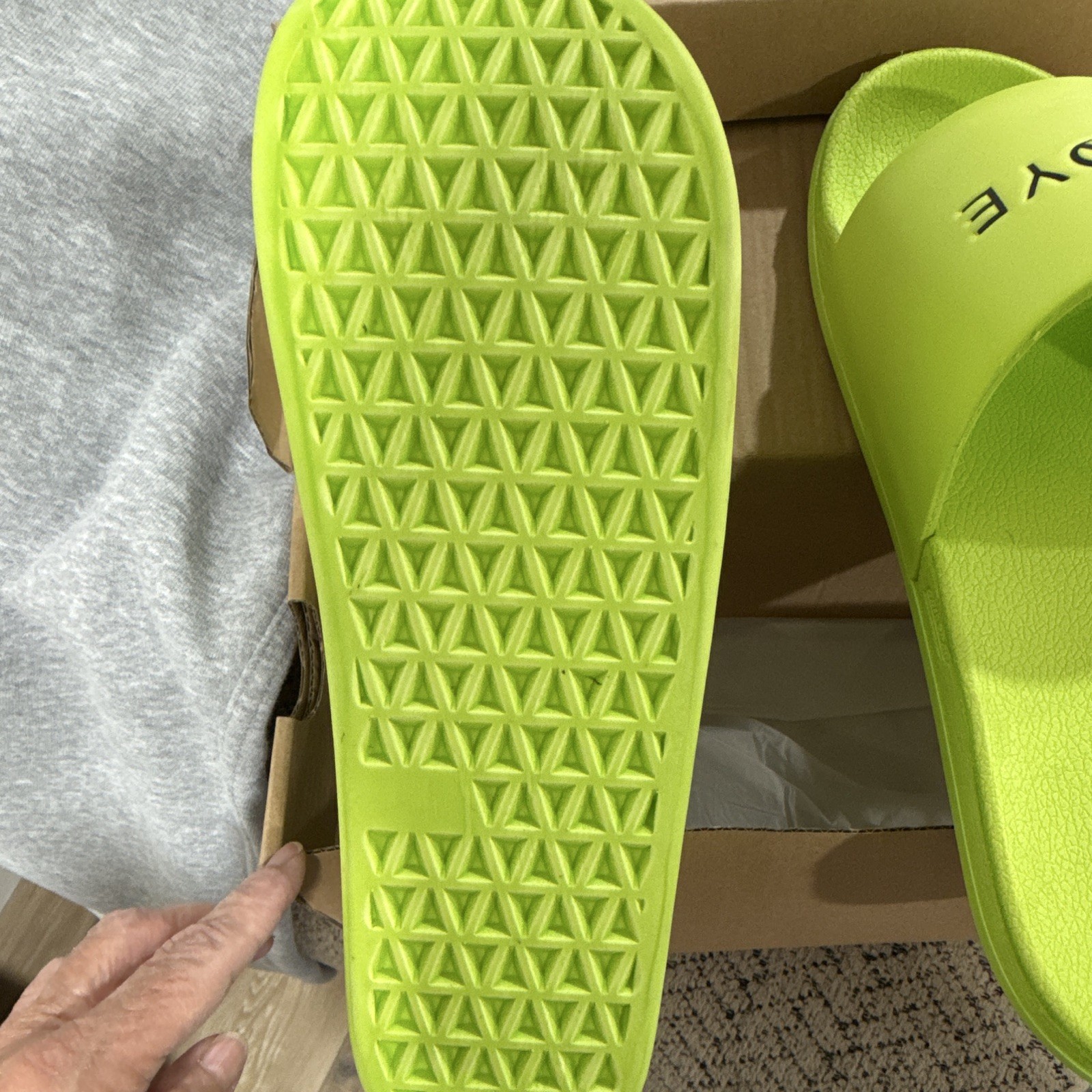 STRAYE Logo Yellow Leather Slip-On Slide Sandals Unisex Adults US 14.5