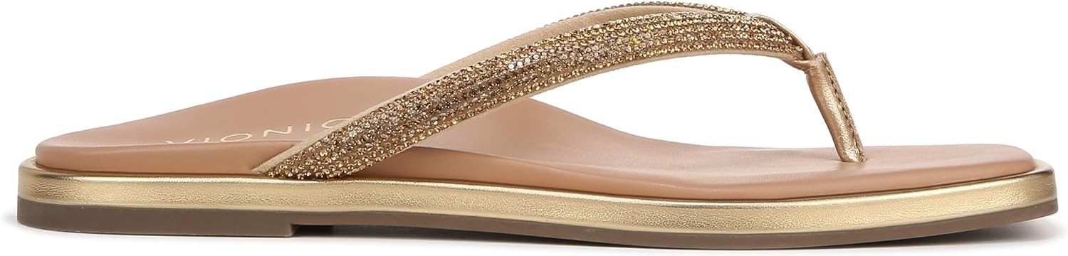 Vionic Women’s Vista Shine Toe Post Sandals Gold Metallic 5M