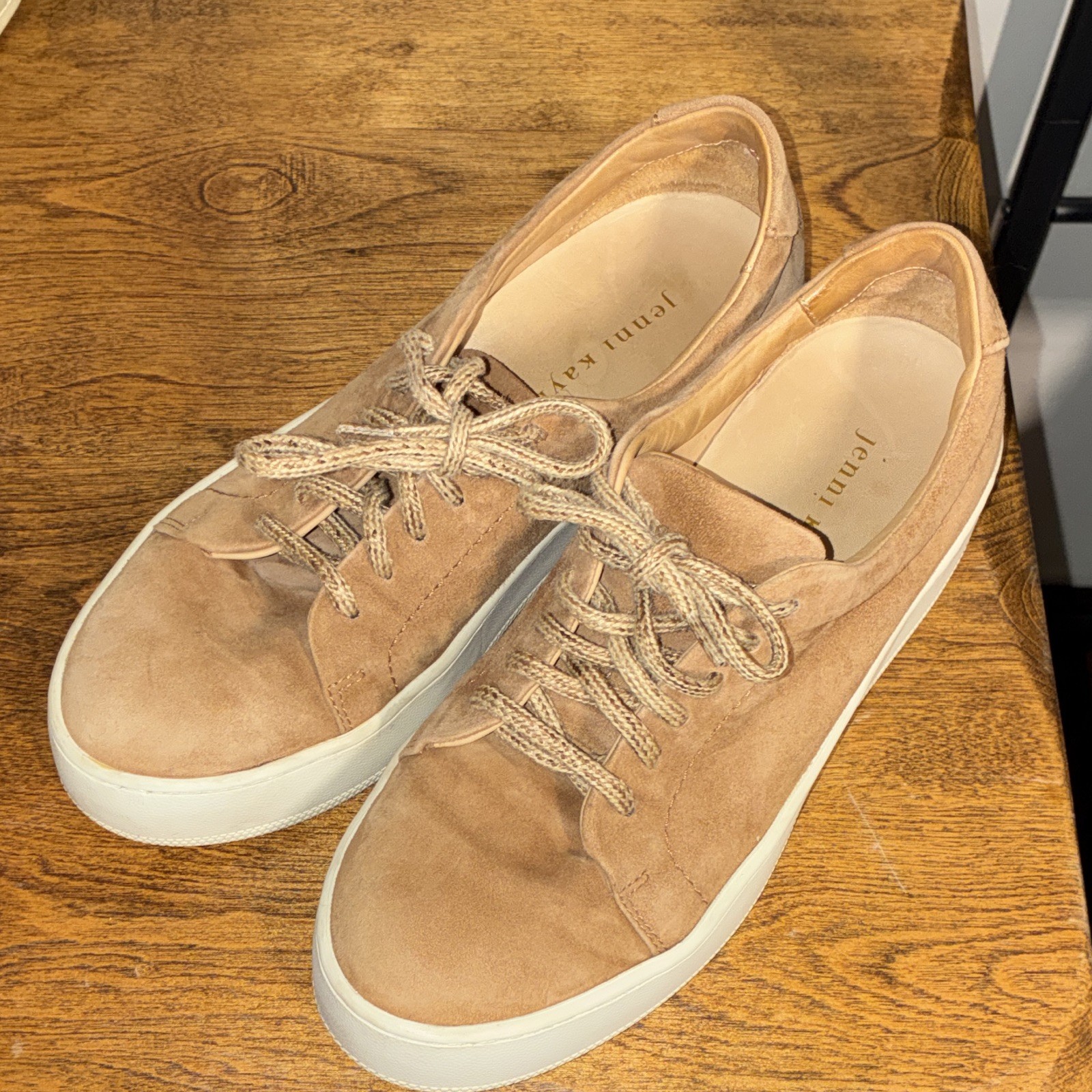 Jenni Kayne Women’s Suede Lace-Up Sneakers Beige/White EU 37 US 7